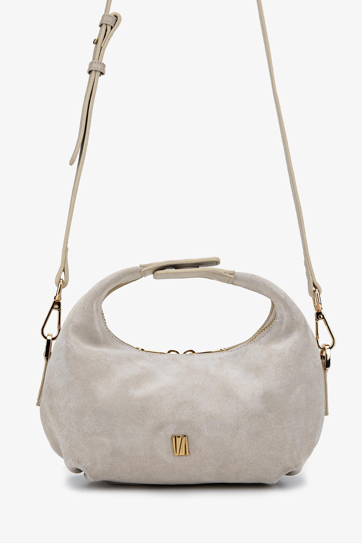 Valmenti Kadın Hakiki Deri Bej Süet El Çantası