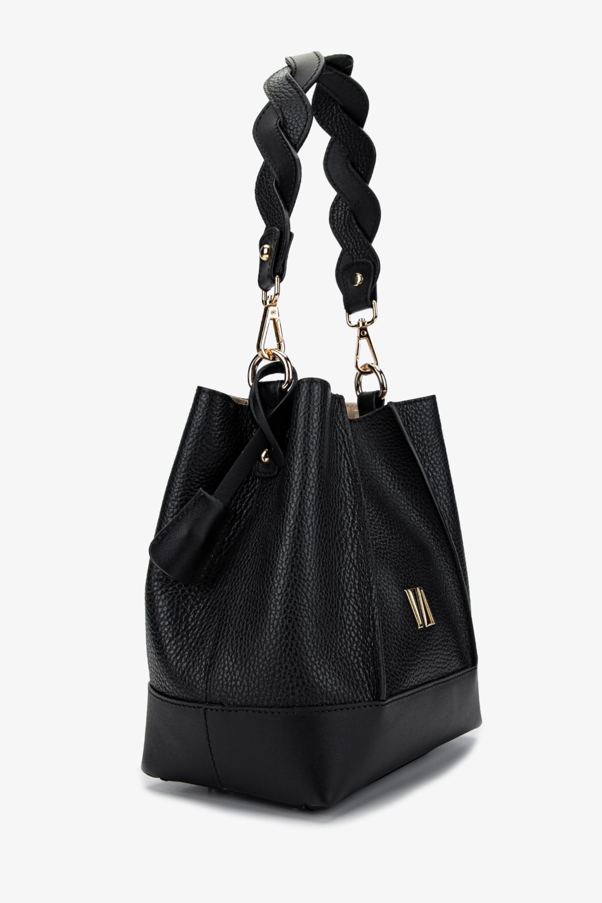 Valmenti Kadın Hakiki Deri Siyah Floter Omuz Çanta