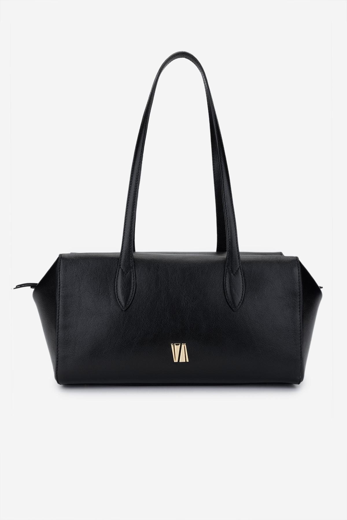 Valmenti Kadın Hakiki Deri Siyah Omuz Çanta