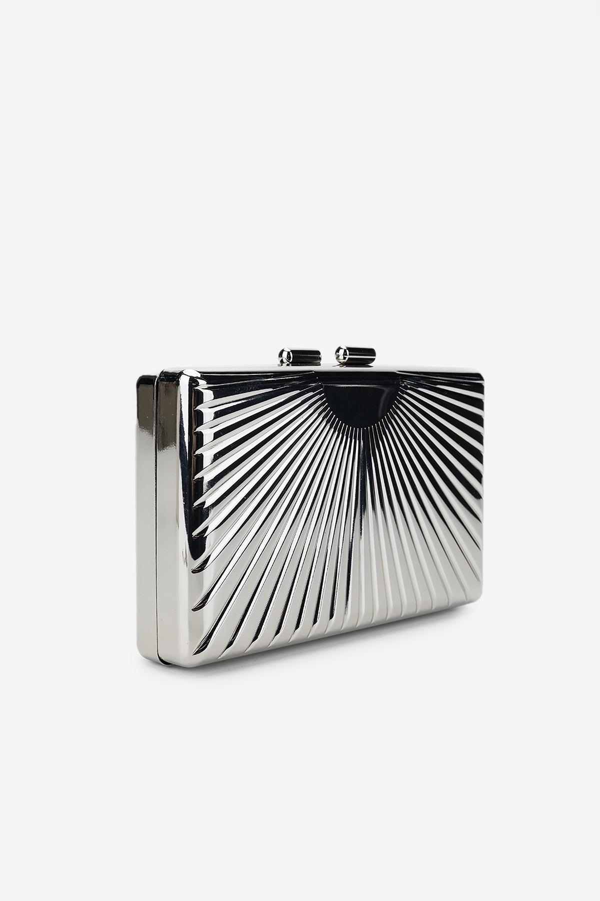 Valmenti Kadın Suni Deri Gri Abiye Çanta