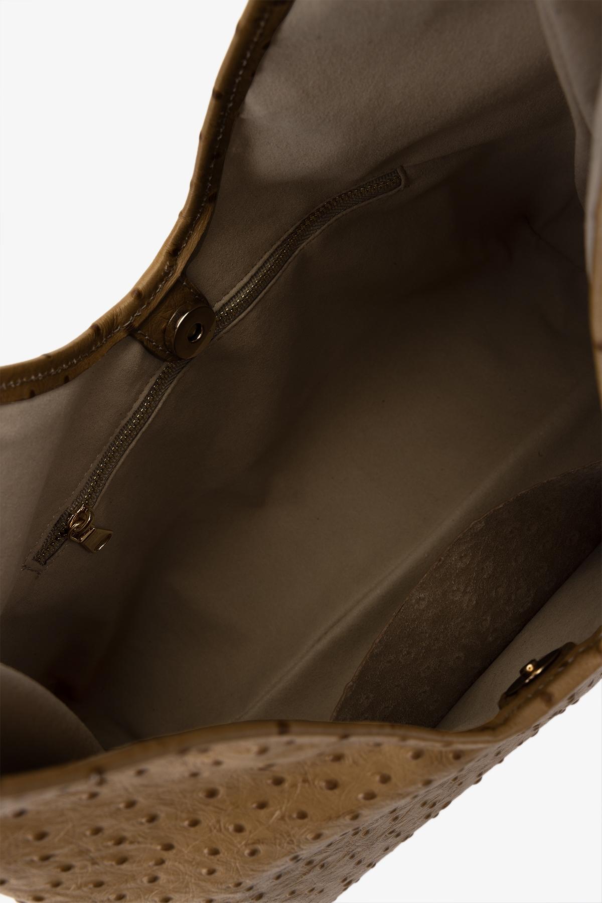 Valmenti Kadın Hakiki Deri Bej Omuz Çanta