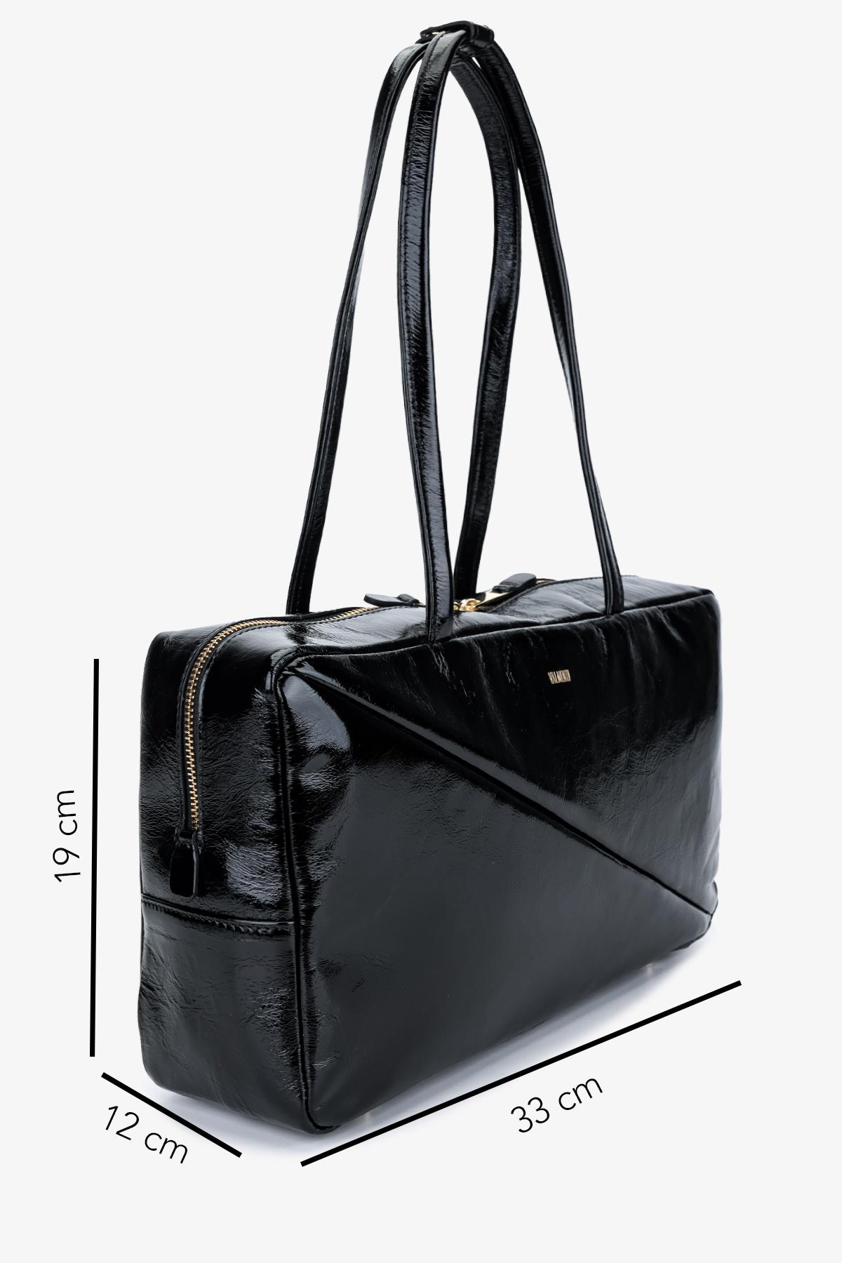 Valmenti Kadın Hakiki Deri Siyah Omuz Çanta