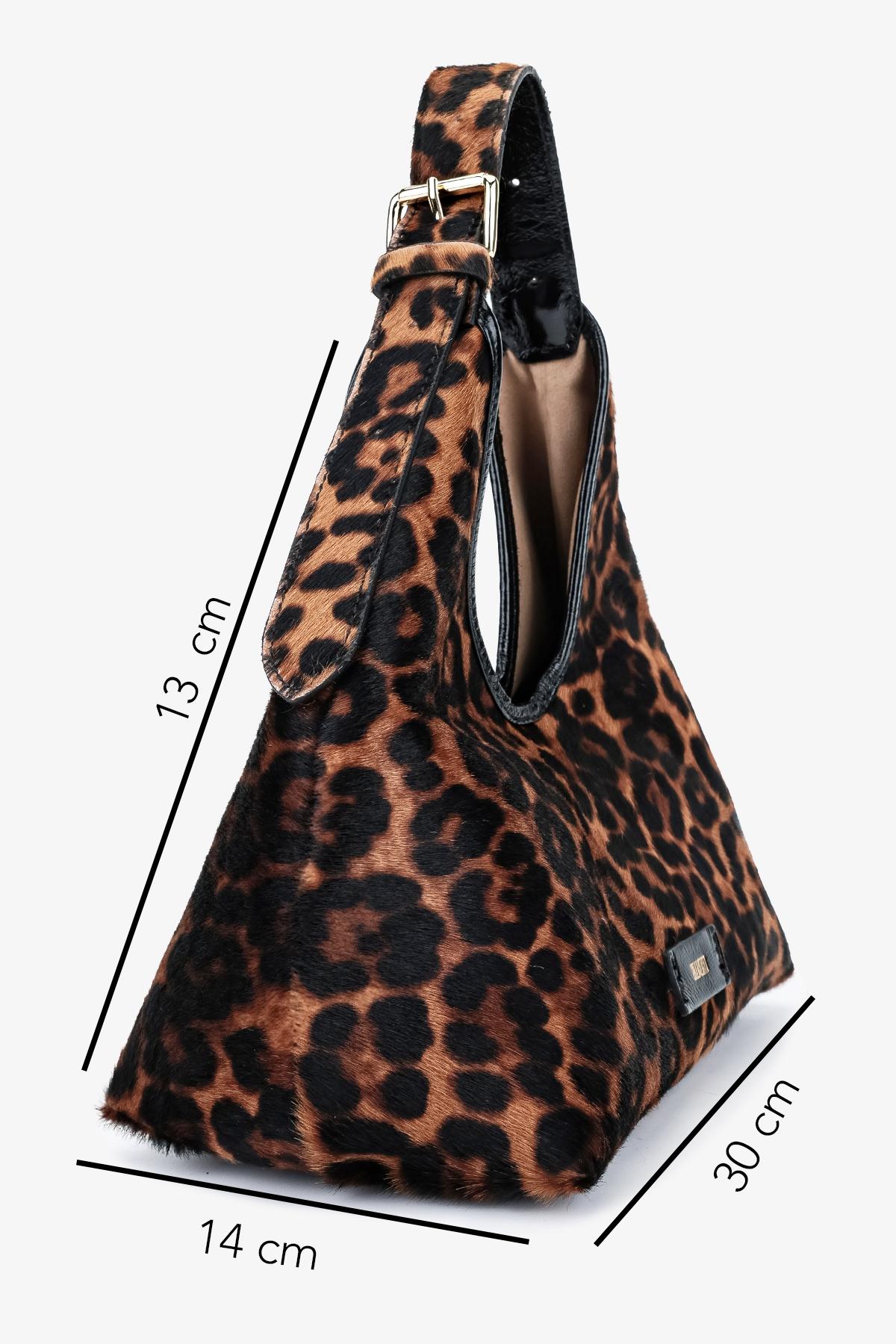 Valmenti Kadın Hakiki Deri Leopar Kol Çantası