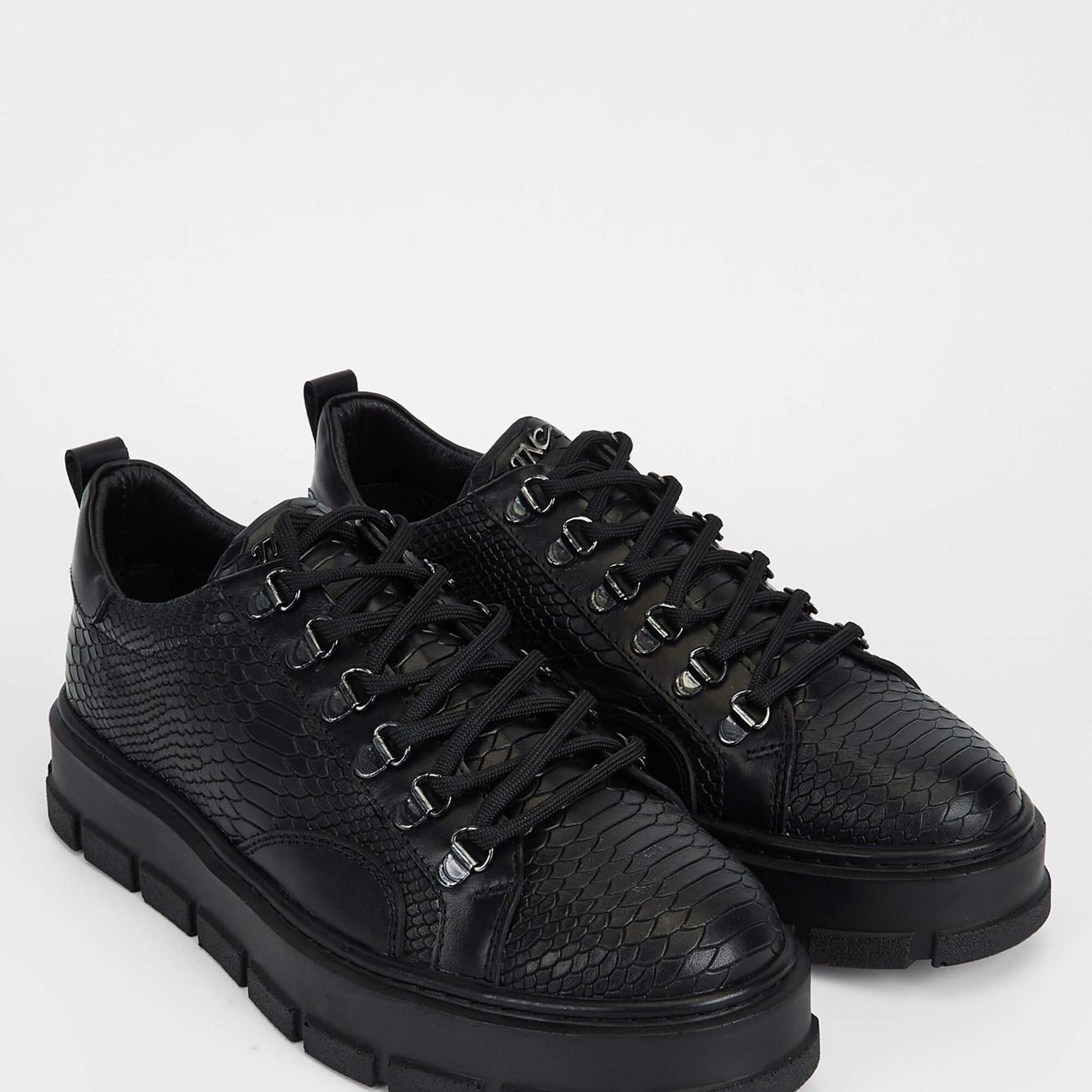 Tamer Tanca Erkek Hakiki Deri Siyah Kroko Sneakers & Spor Ayakkabı