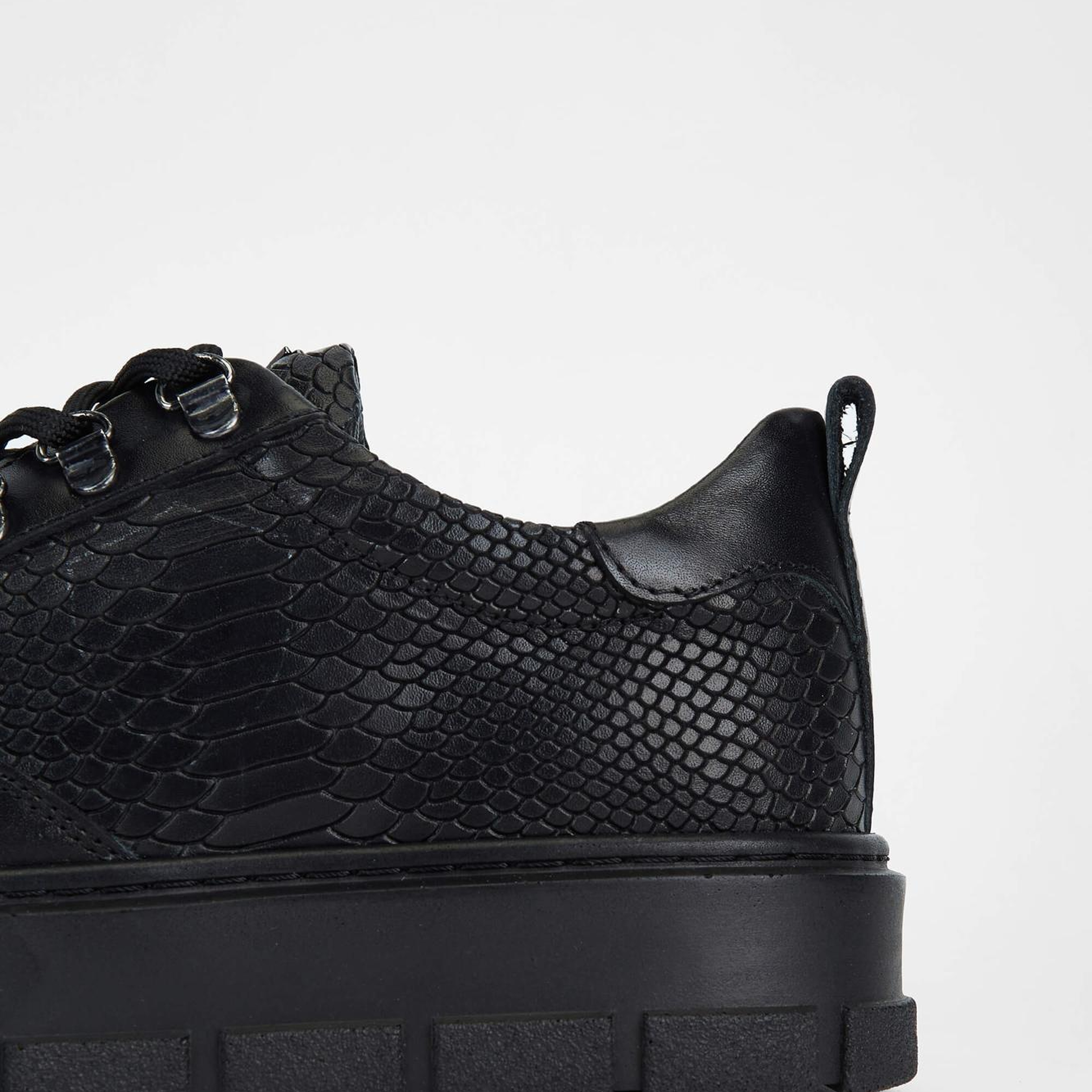 Tamer Tanca Erkek Hakiki Deri Siyah Kroko Sneakers & Spor Ayakkabı