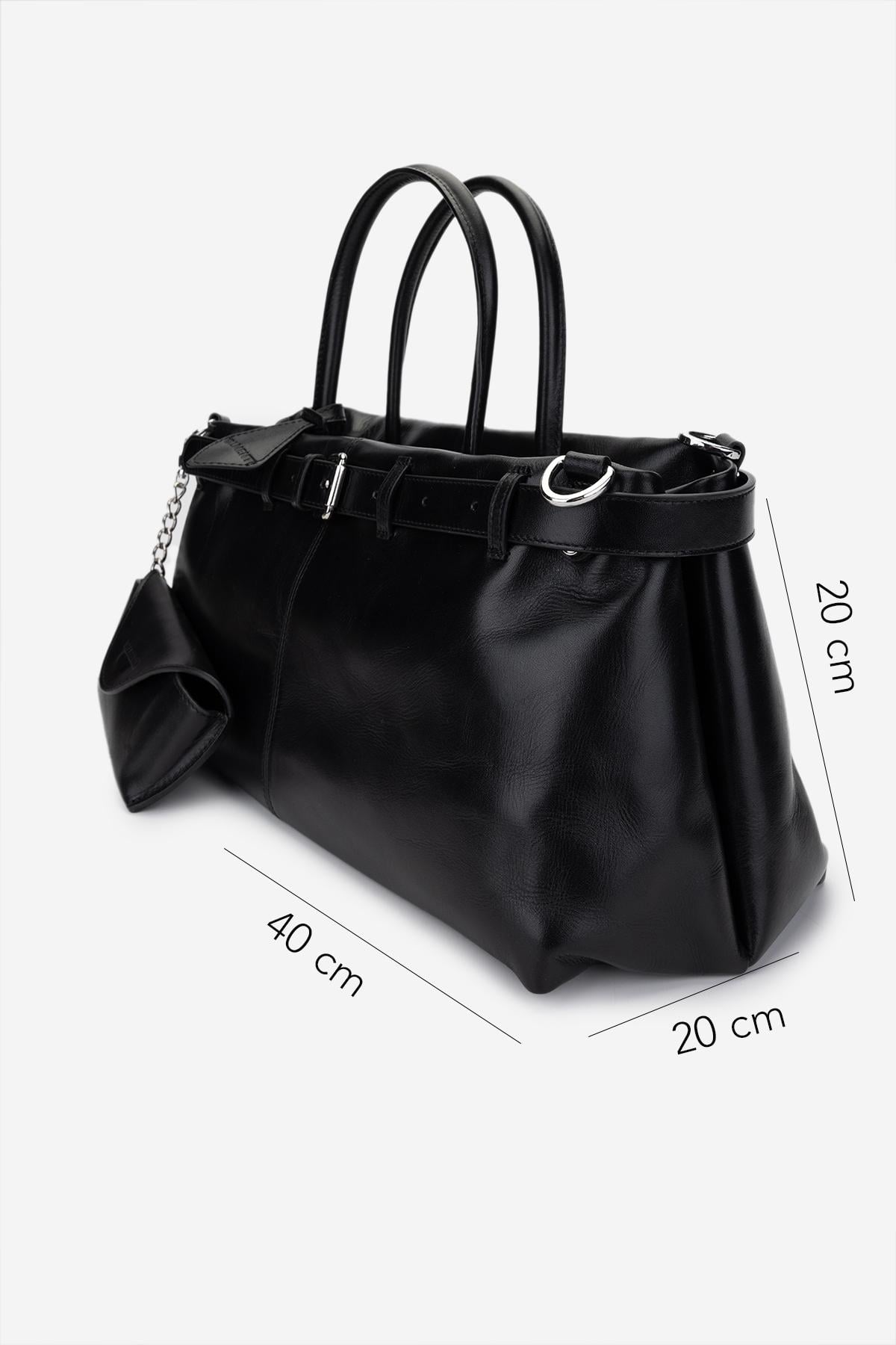 Valmenti Kadın Hakiki Deri Siyah Kol Çantası