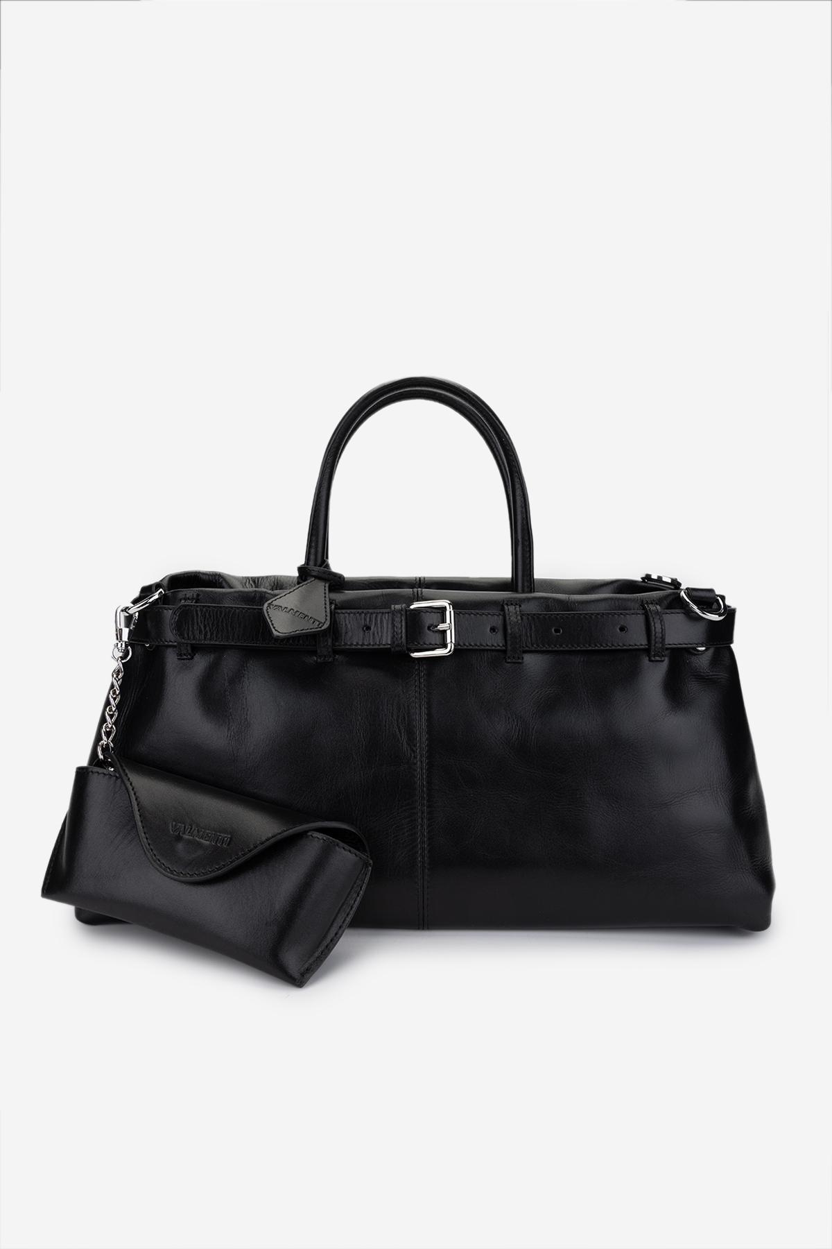 Valmenti Kadın Hakiki Deri Siyah Kol Çantası