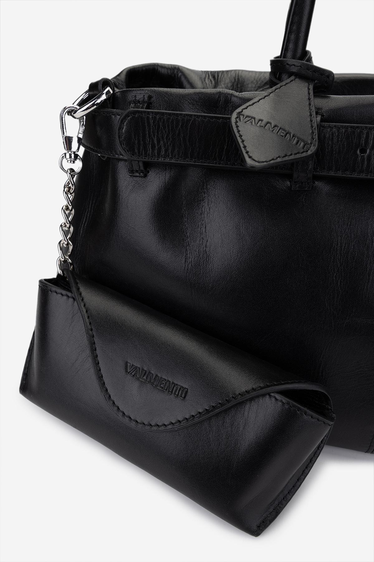Valmenti Kadın Hakiki Deri Siyah Kol Çantası