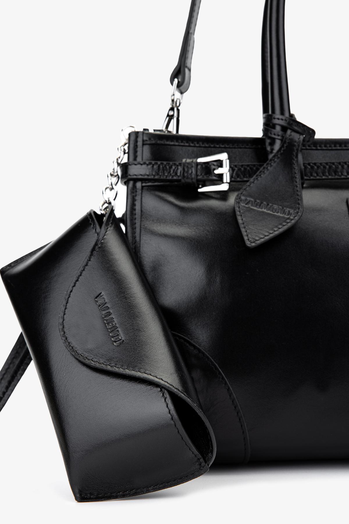 Valmenti Kadın Hakiki Deri Siyah Kol Çantası