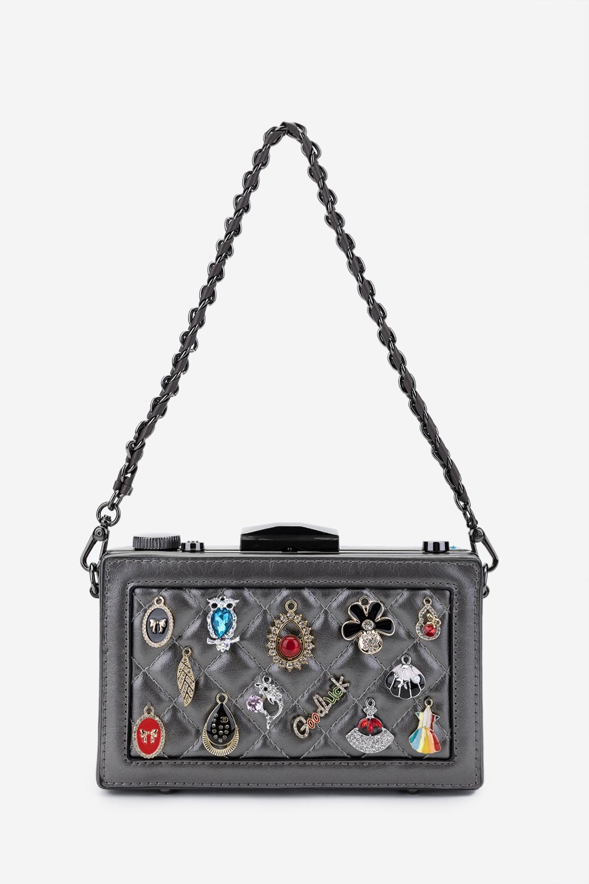 Valmenti Kadın Suni Deri Metalik Omuz Çanta