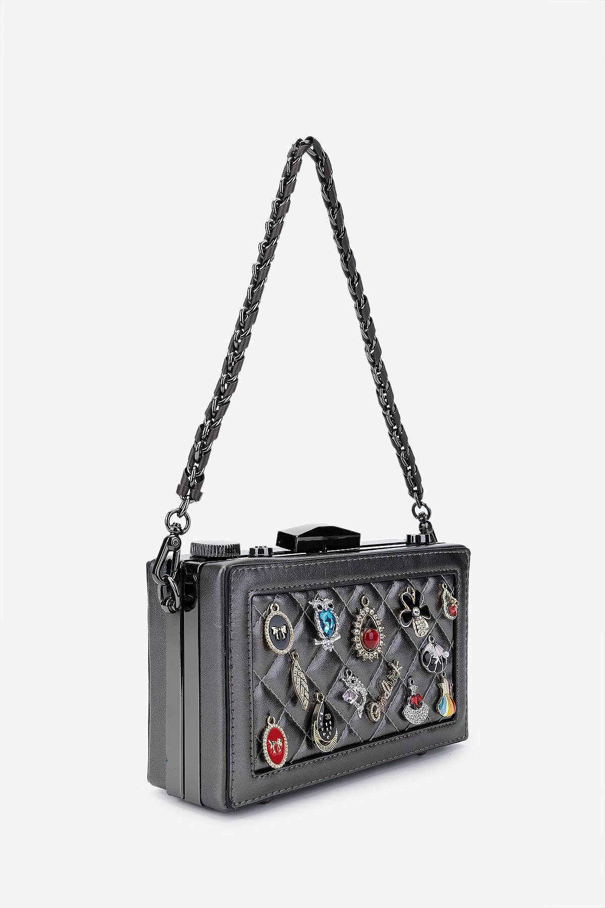 Valmenti Kadın Suni Deri Metalik Omuz Çanta