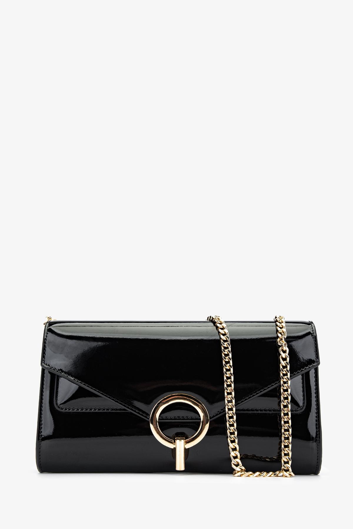 Valmenti Kadın Suni Deri Siyah Rugan Omuz Çanta