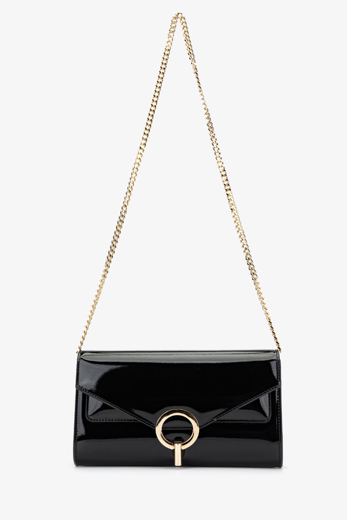 Valmenti Kadın Suni Deri Siyah Rugan Omuz Çanta