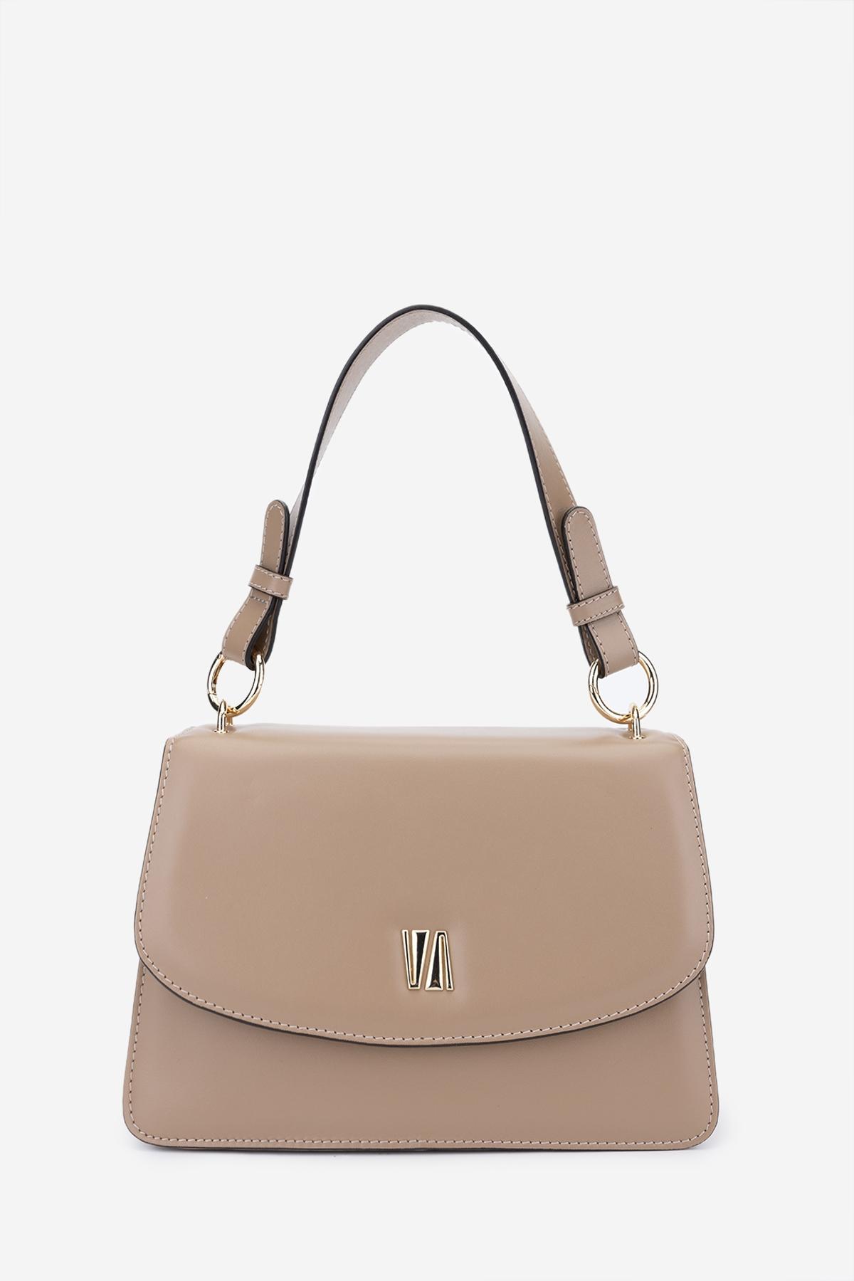 Valmenti Kadın Hakiki Deri Bej Omuz Çanta