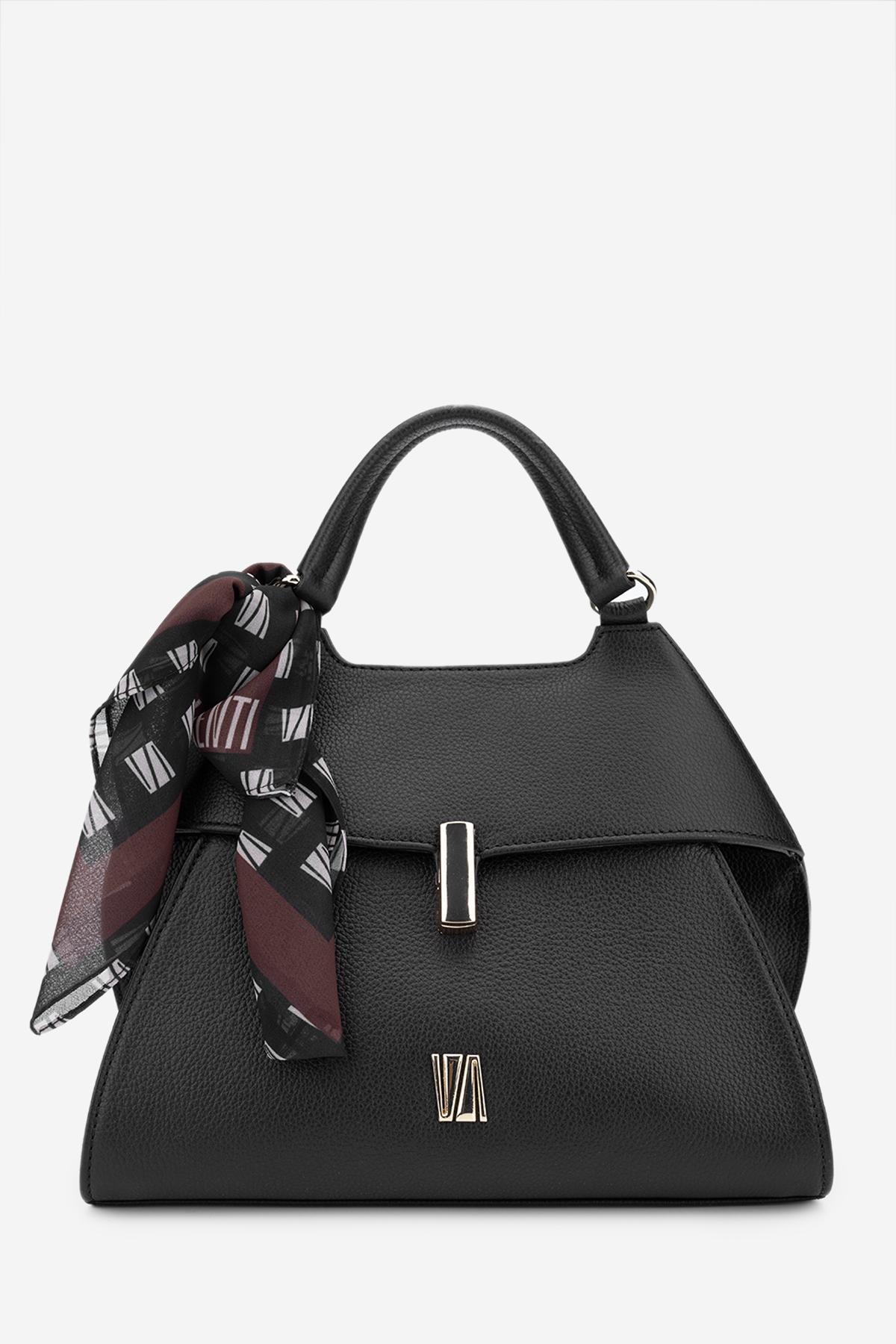 Valmenti Kadın Hakiki Deri Siyah Floter Kol Çantası