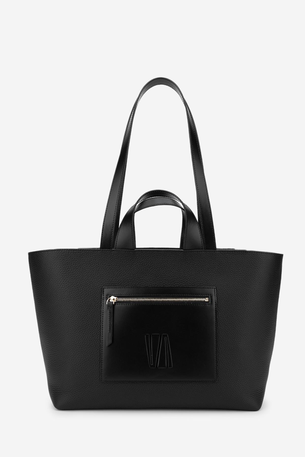 Valmenti Kadın Hakiki Deri Siyah Kol Çantası