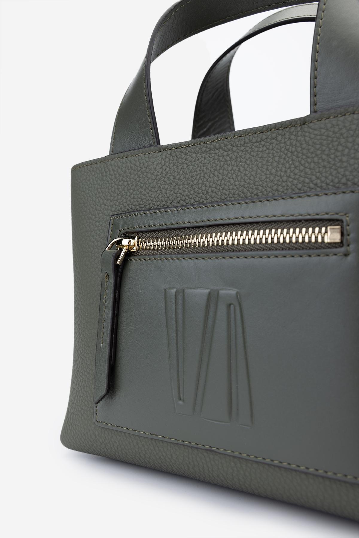 Valmenti Kadın Hakiki Deri Yeşil El Çantası