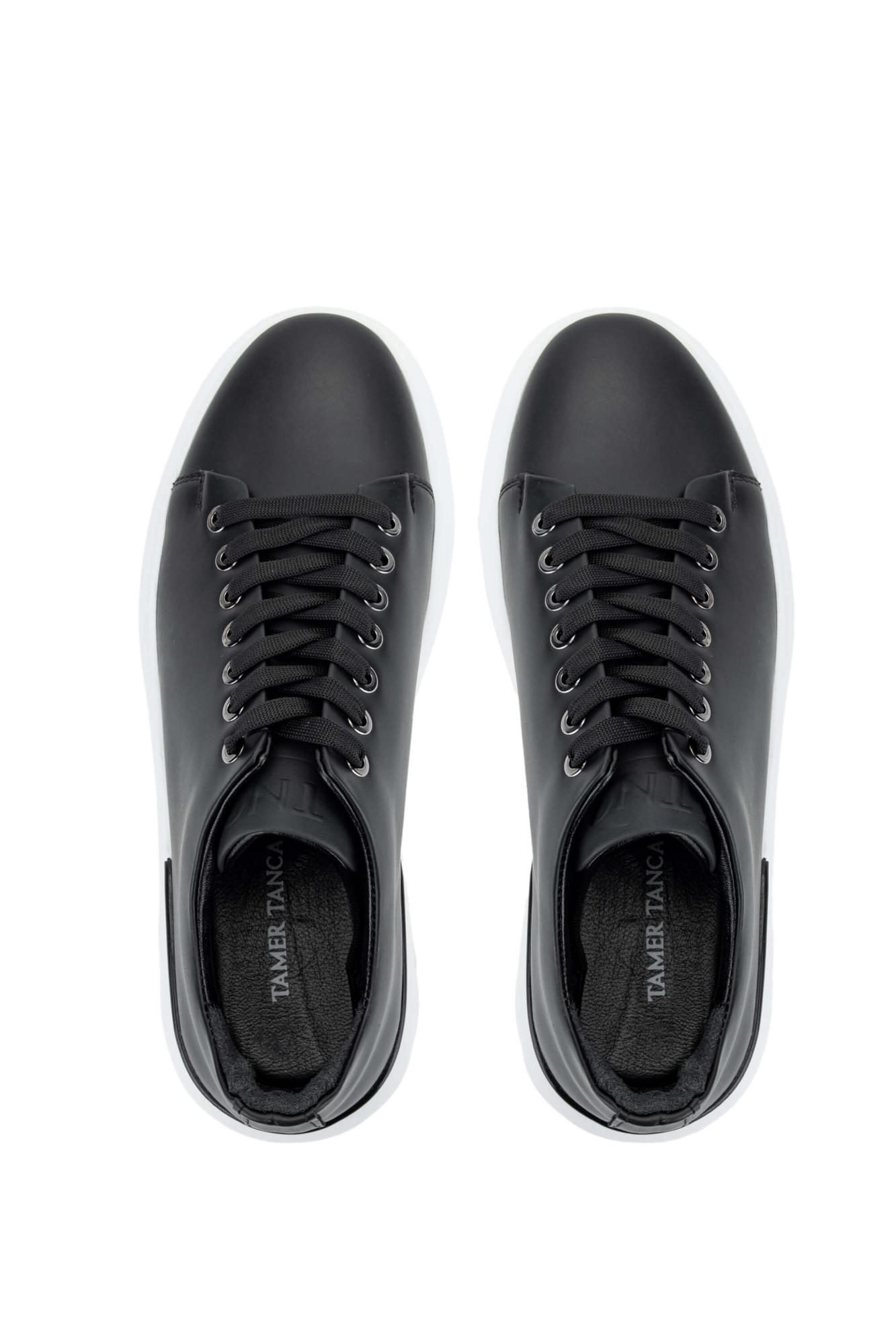 Tamer Tanca Erkek Hakiki Deri Siyah Sneakers & Spor Ayakkabı