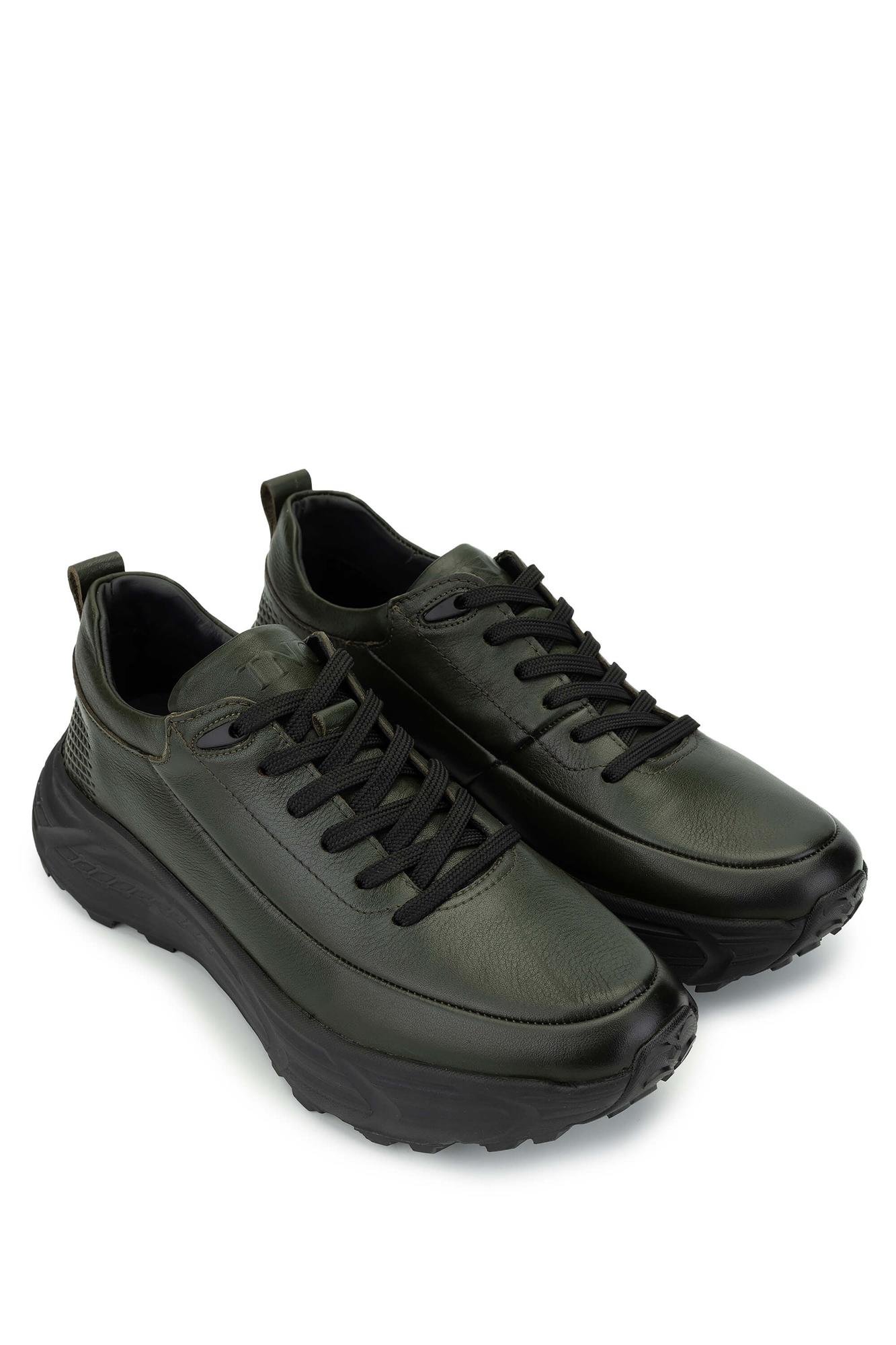 Tamer Tanca Erkek Hakiki Deri Haki Analin Sneakers & Spor Ayakkabı