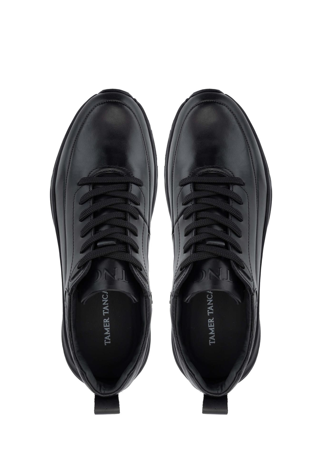 Tamer Tanca Erkek Hakiki Deri Siyah Antik Sneakers & Spor Ayakkabı