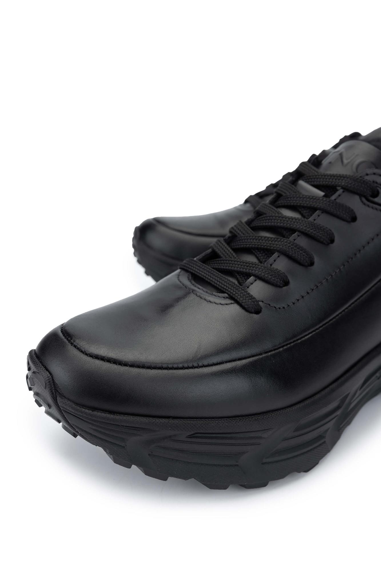 Tamer Tanca Erkek Hakiki Deri Siyah Antik Sneakers & Spor Ayakkabı