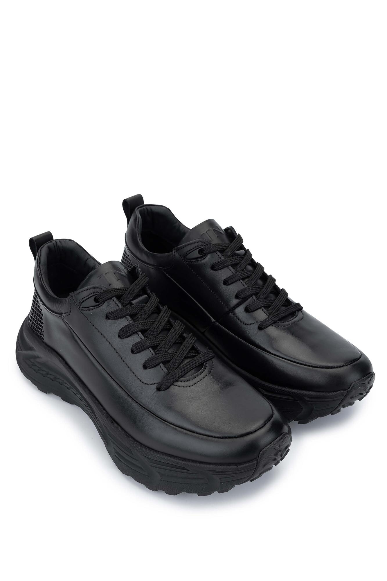 Tamer Tanca Erkek Hakiki Deri Siyah Antik Sneakers & Spor Ayakkabı