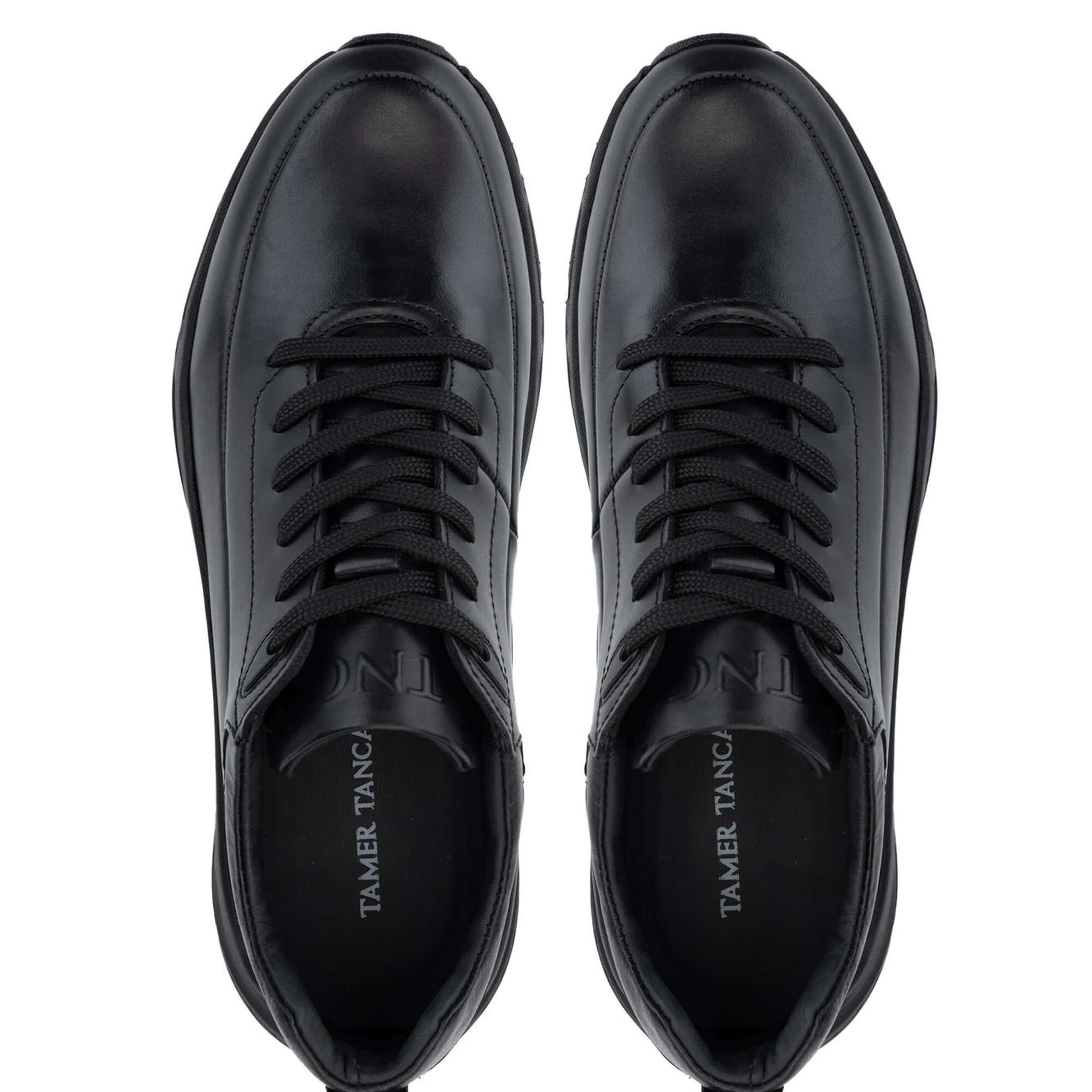 Tamer Tanca Erkek Hakiki Deri Siyah Antik Sneakers & Spor Ayakkabı