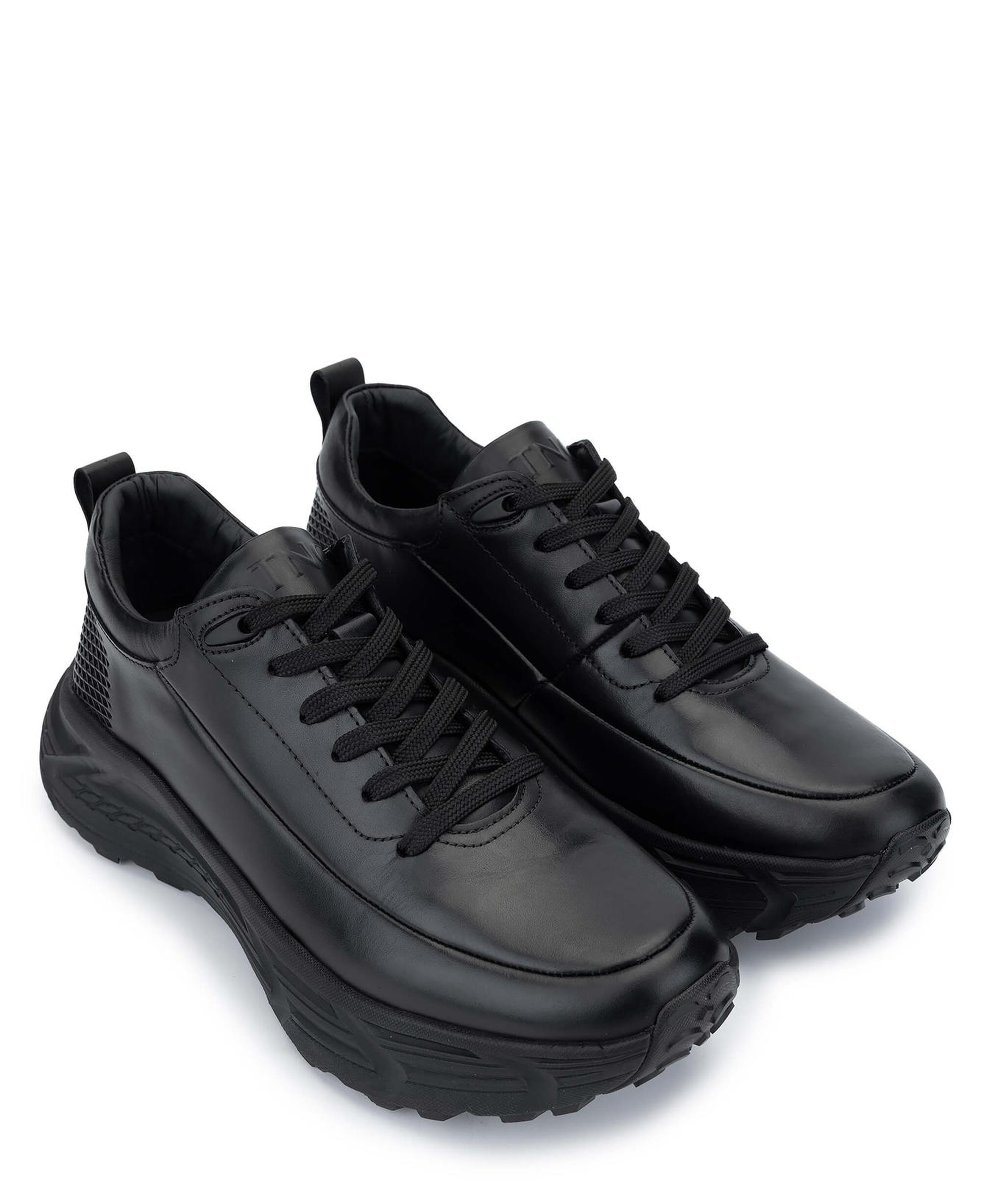 Tamer Tanca Erkek Hakiki Deri Siyah Antik Sneakers & Spor Ayakkabı