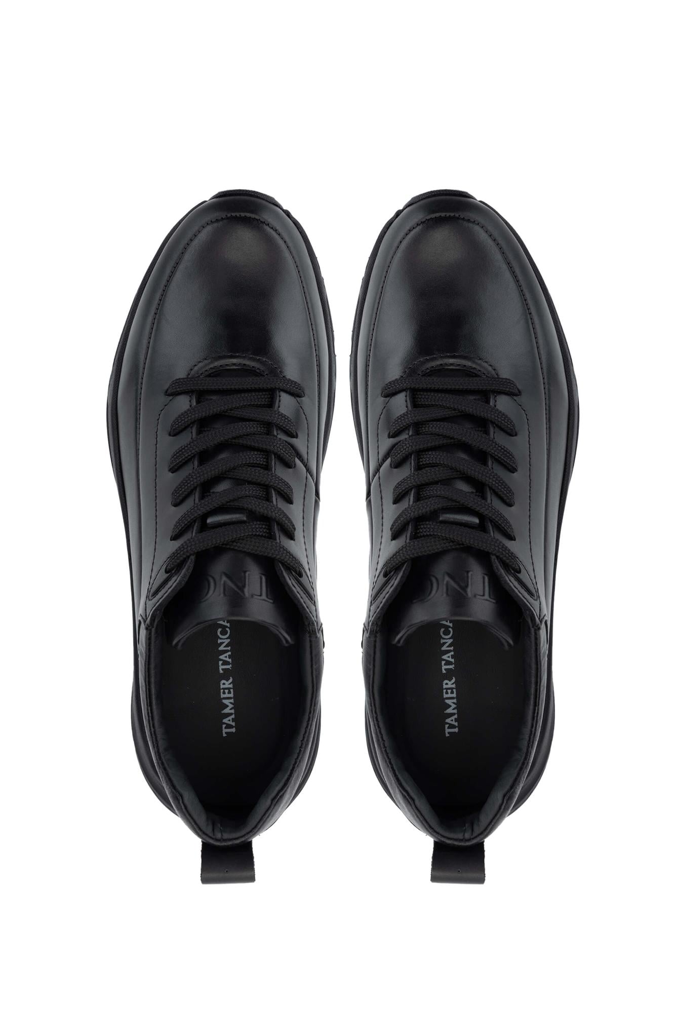 Tamer Tanca Erkek Hakiki Deri Siyah Antik Sneakers & Spor Ayakkabı