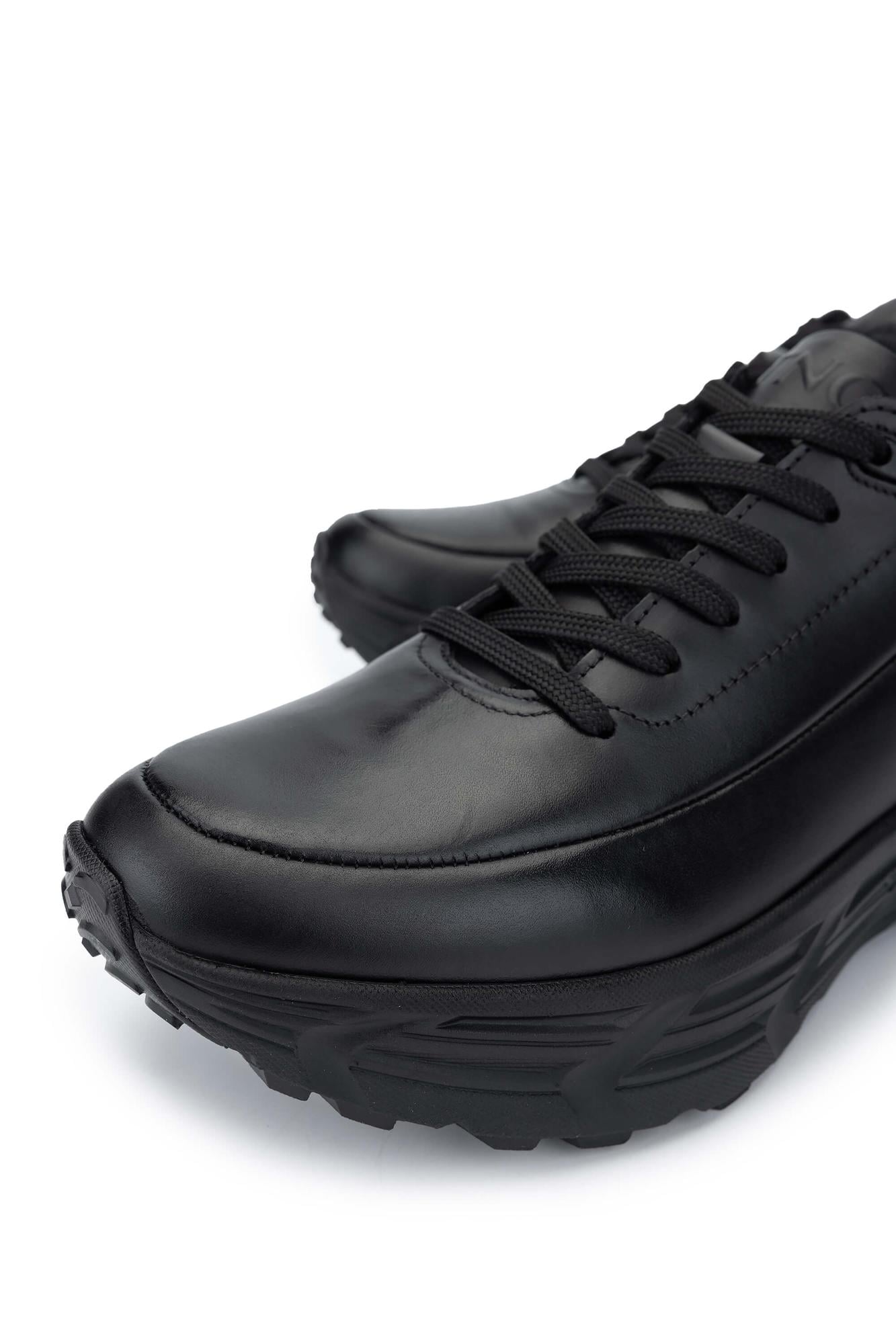 Tamer Tanca Erkek Hakiki Deri Siyah Antik Sneakers & Spor Ayakkabı