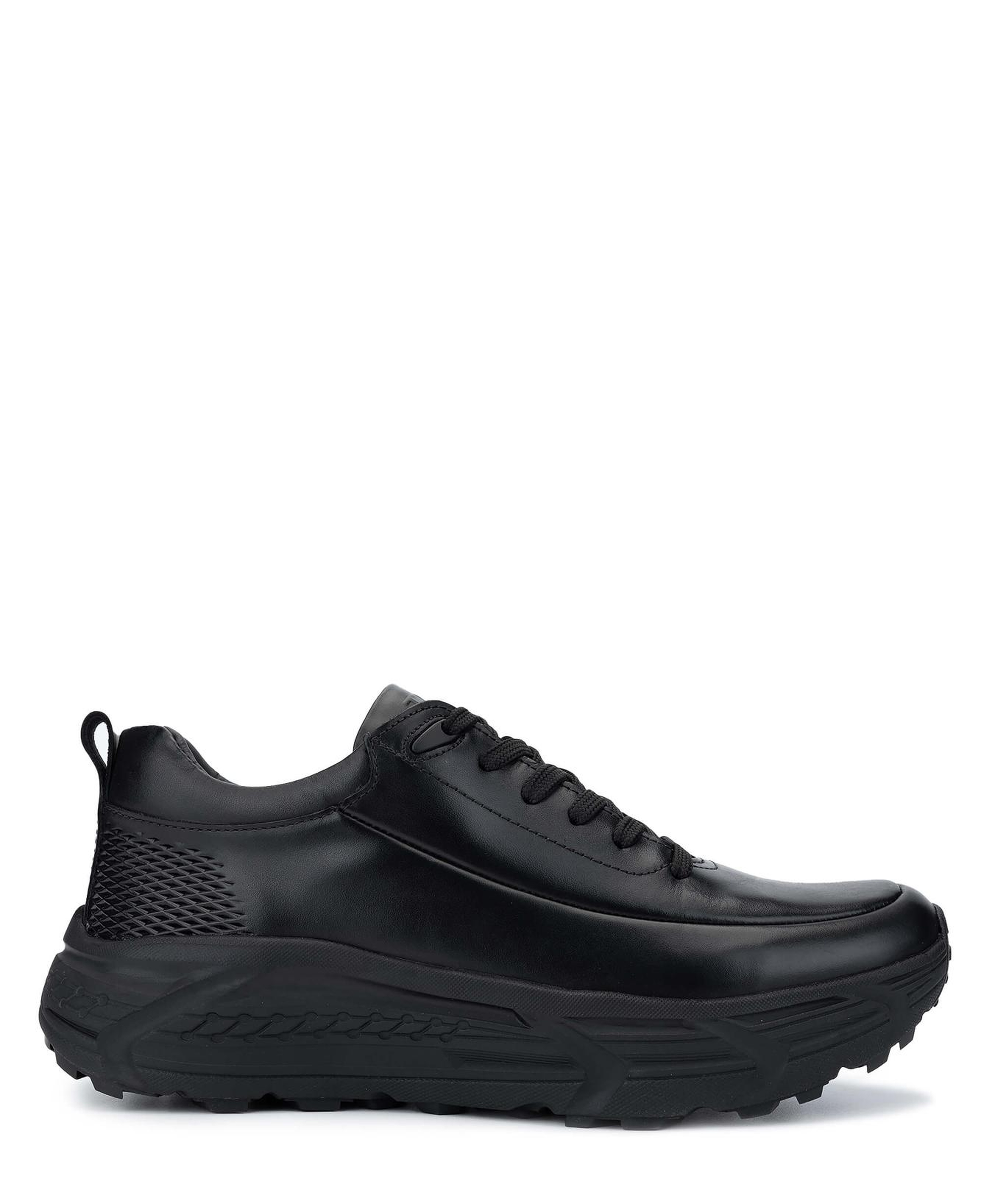 Tamer Tanca Erkek Hakiki Deri Siyah Antik Sneakers & Spor Ayakkabı