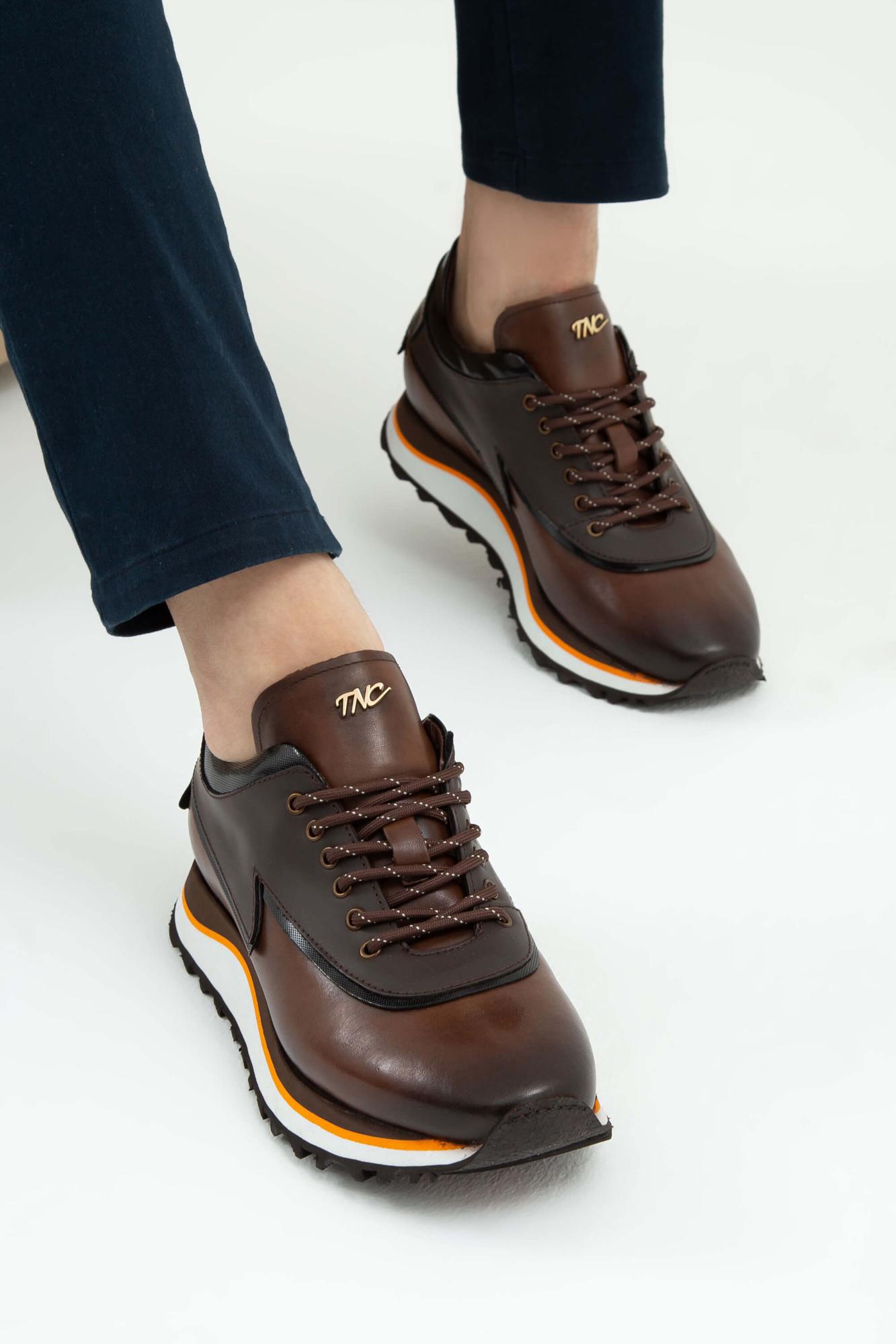 Tamer Tanca Erkek Hakiki Deri Kahverengi Sneakers & Spor Ayakkabı