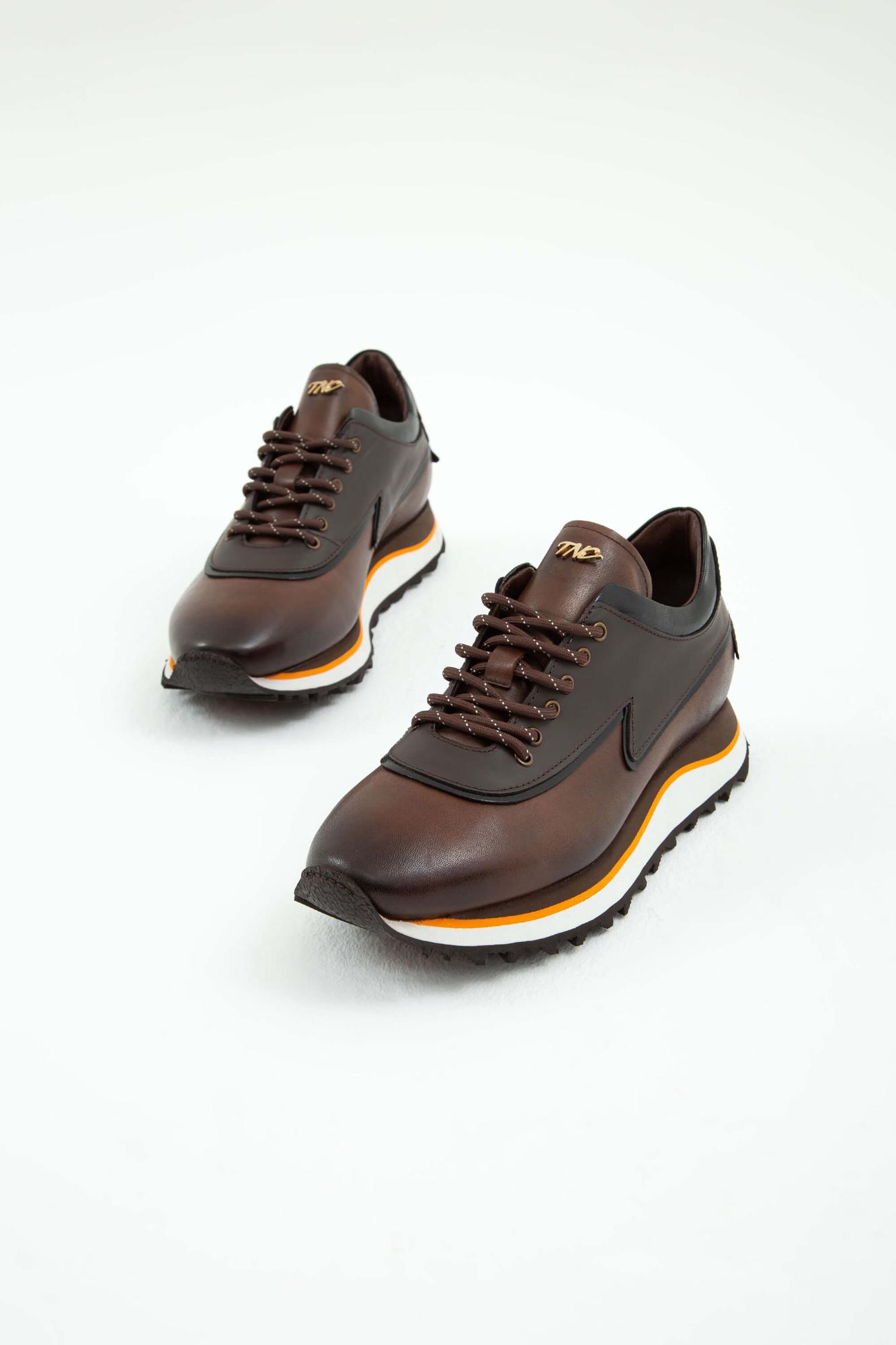 Tamer Tanca Erkek Hakiki Deri Kahverengi Sneakers & Spor Ayakkabı