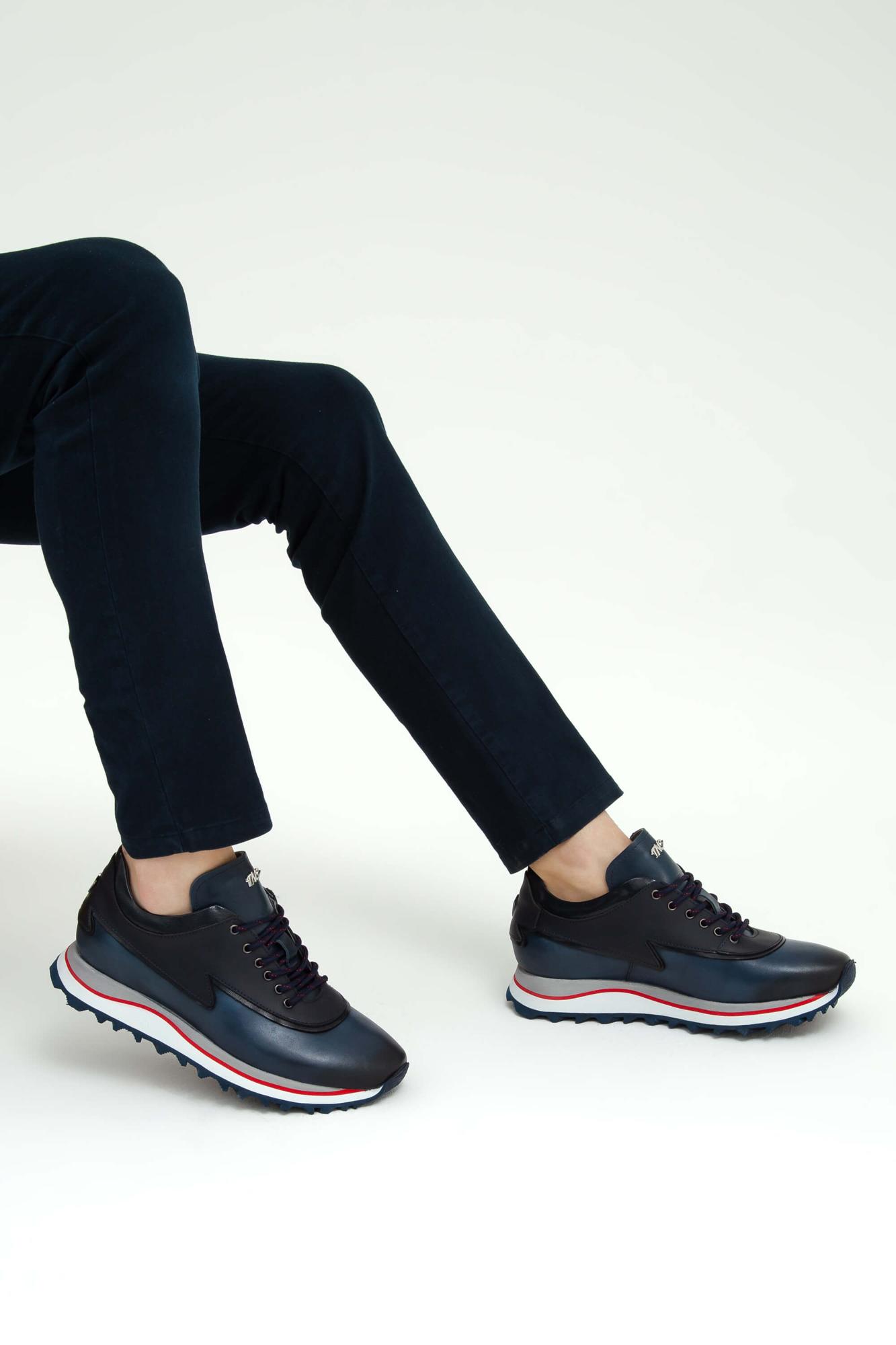 Tamer Tanca Erkek Hakiki Deri Lacivert Sneakers & Spor Ayakkabı