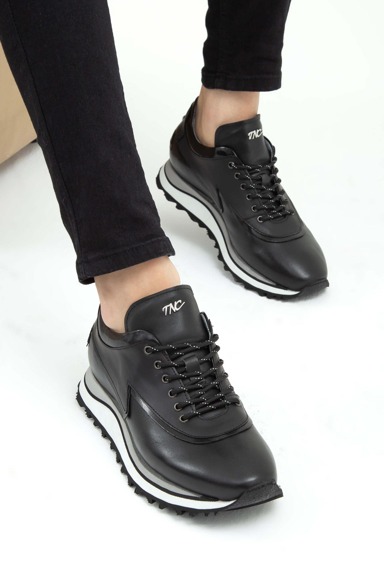 Tamer Tanca Erkek Hakiki Deri Siyah Sneakers & Spor Ayakkabı