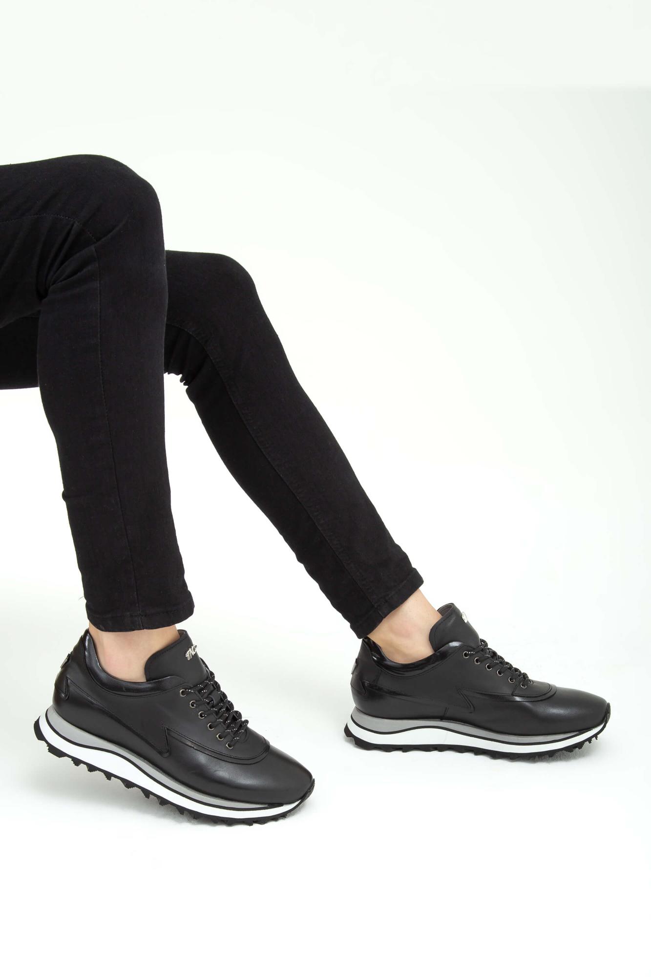 Tamer Tanca Erkek Hakiki Deri Siyah Sneakers & Spor Ayakkabı