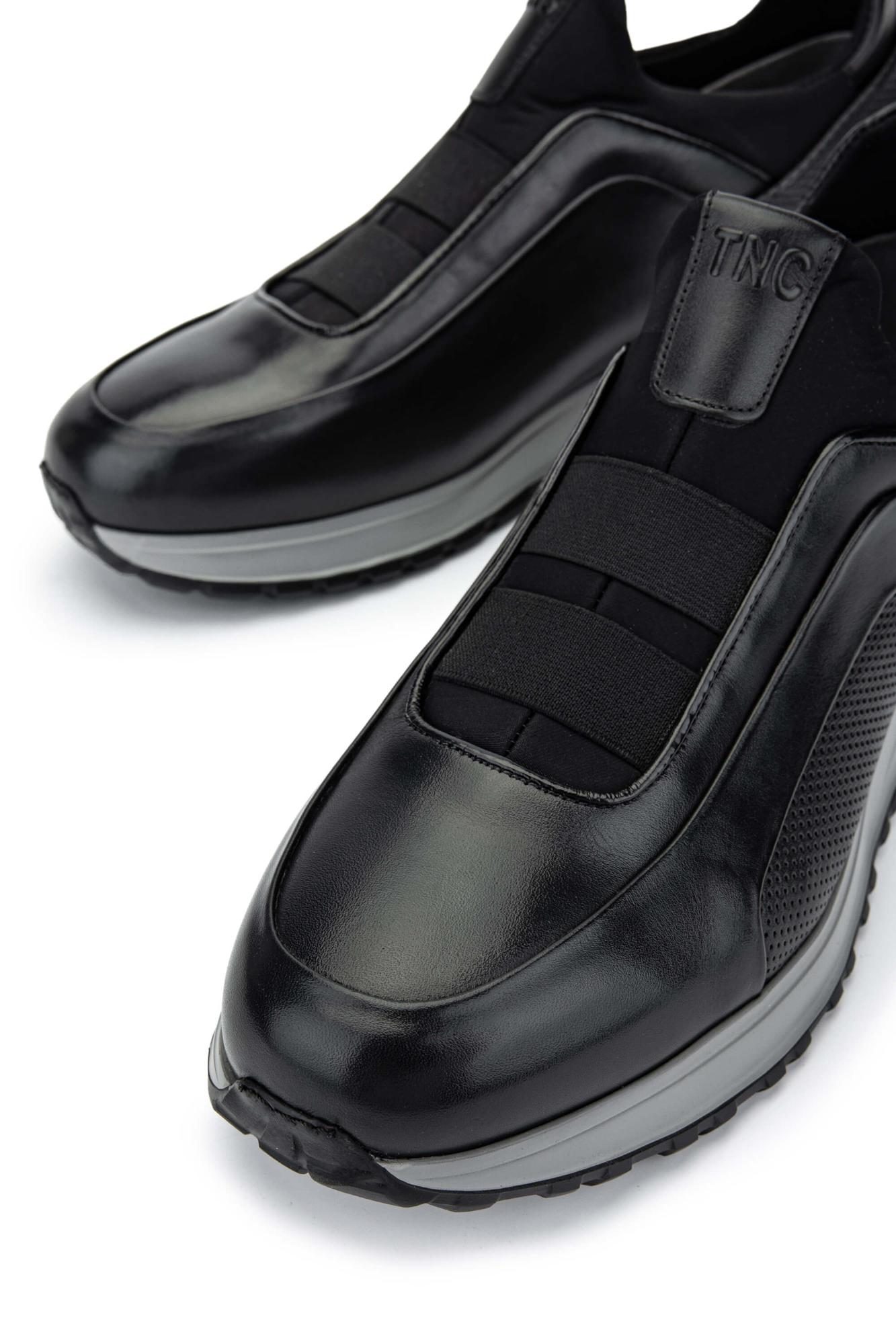 Tamer Tanca Erkek Hakiki Deri Siyah Sneakers & Spor Ayakkabı