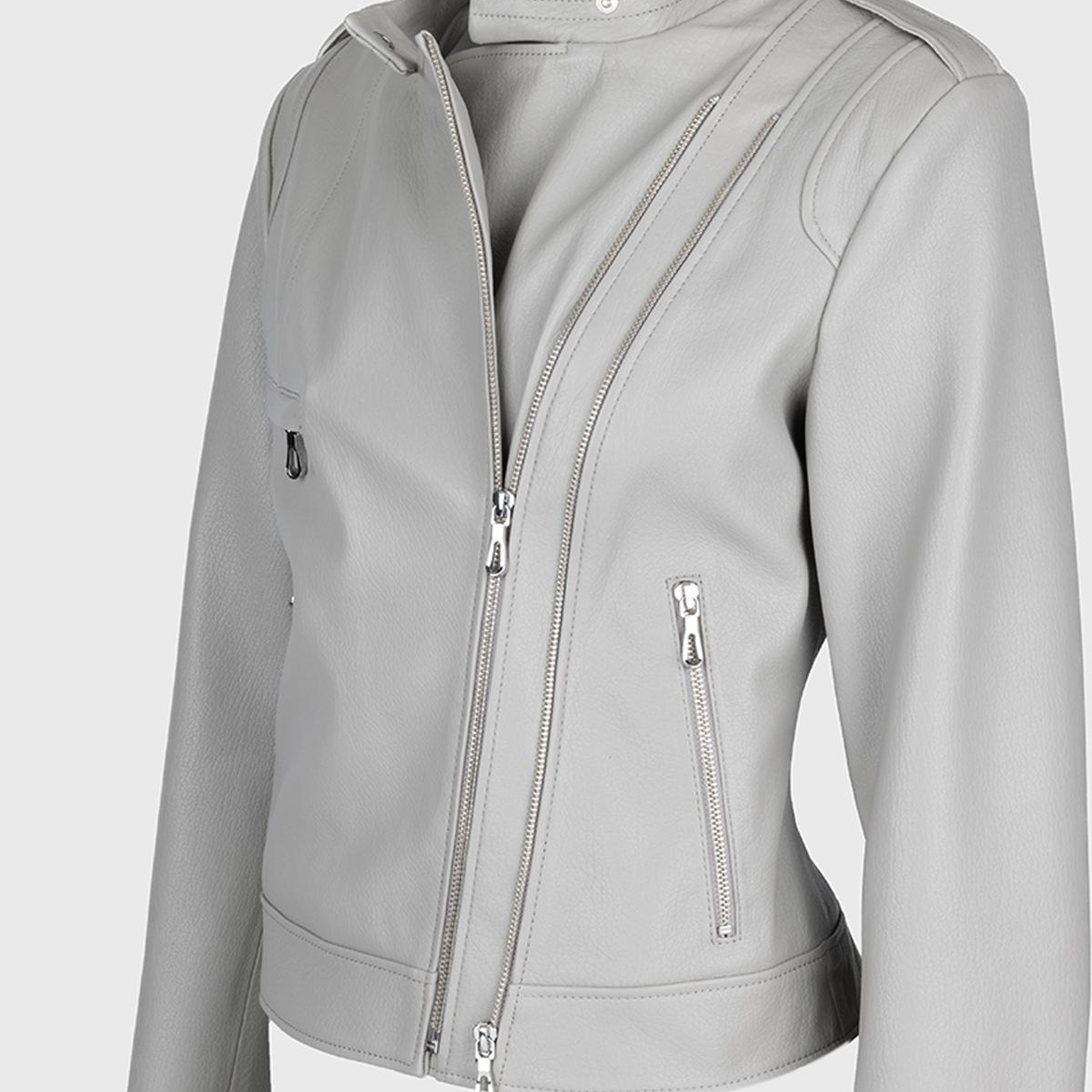 Valmenti Kadın Hakiki Deri Gri Mont