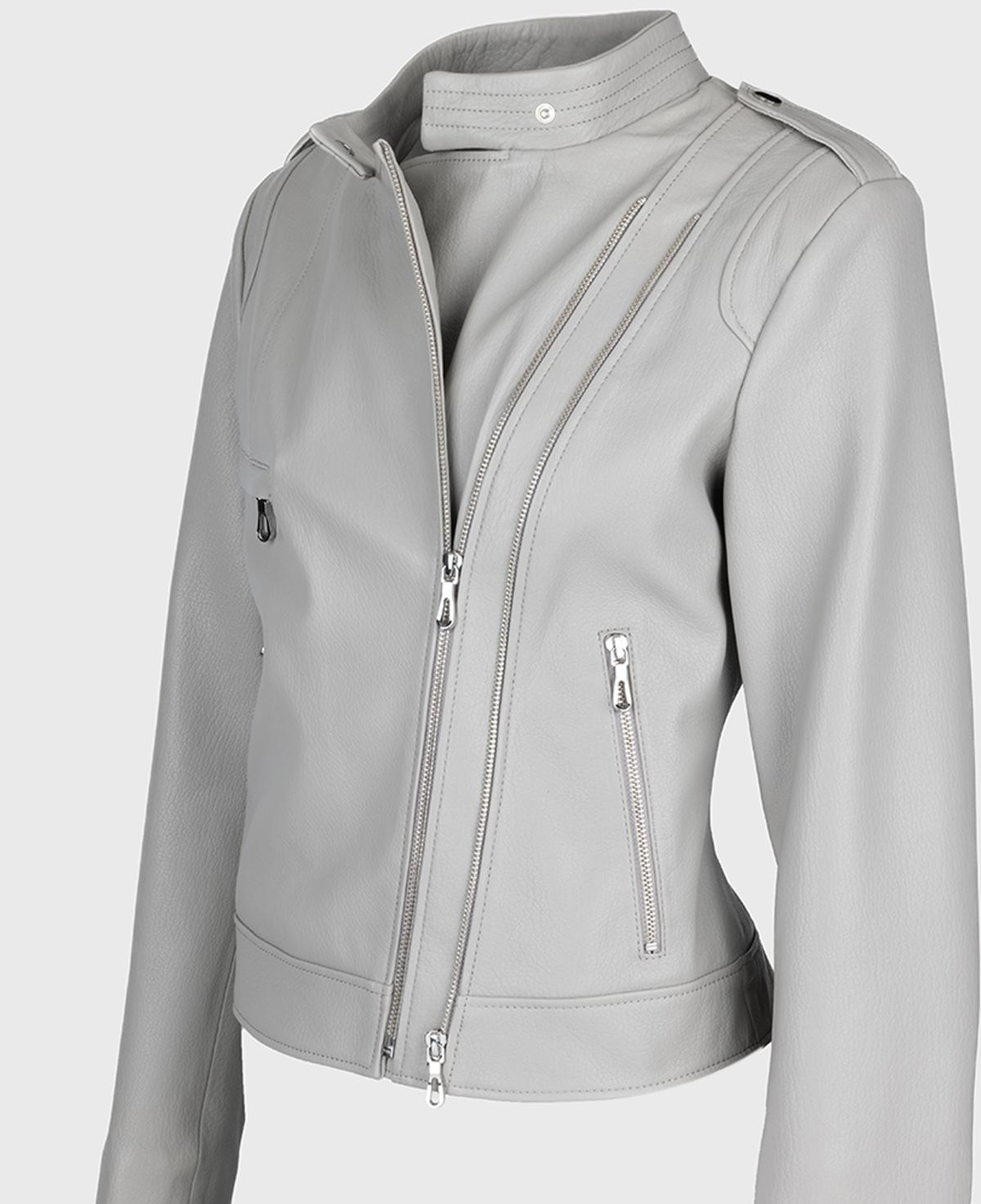 Valmenti Kadın Hakiki Deri Gri Mont