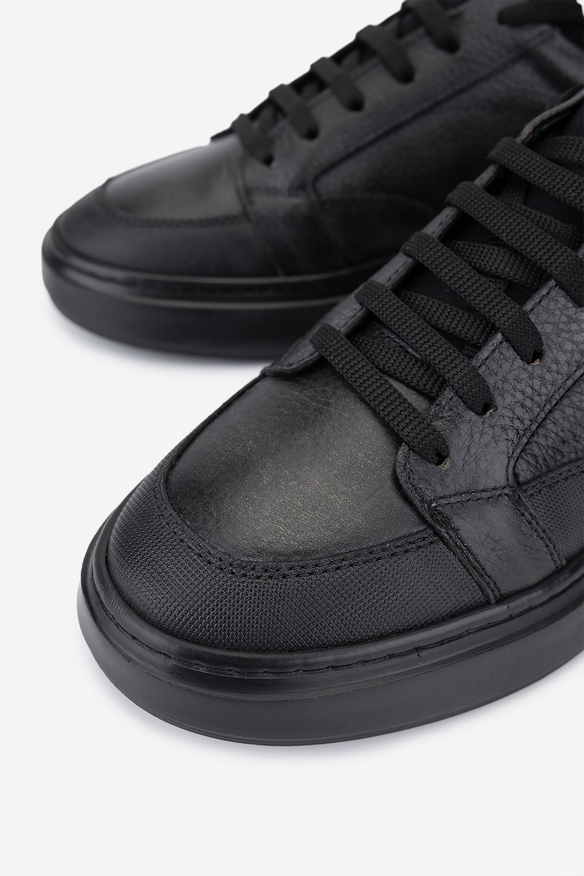 Valmenti Erkek Hakiki Deri Siyah Sneakers & Spor Ayakkabı