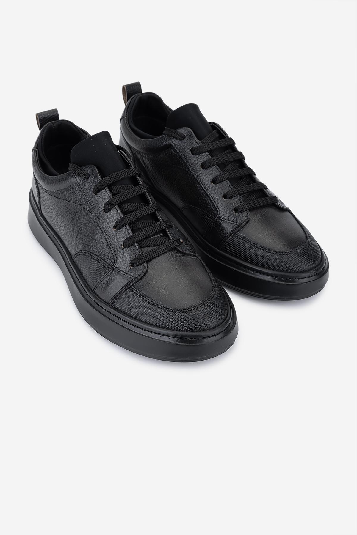 Valmenti Erkek Hakiki Deri Siyah Sneakers & Spor Ayakkabı