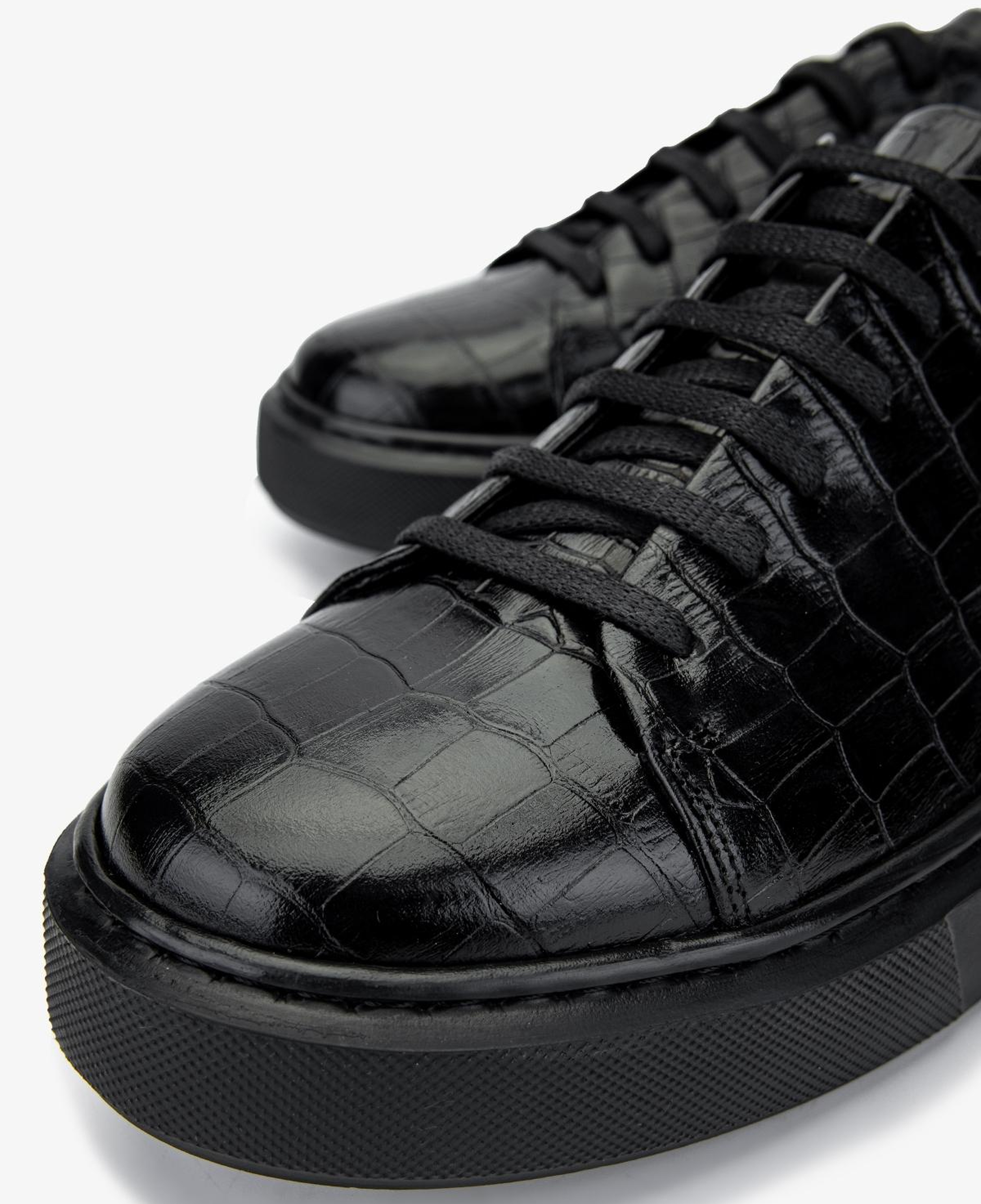 Valmenti Erkek Hakiki Deri Siyah Kroko Sneakers & Spor Ayakkabı