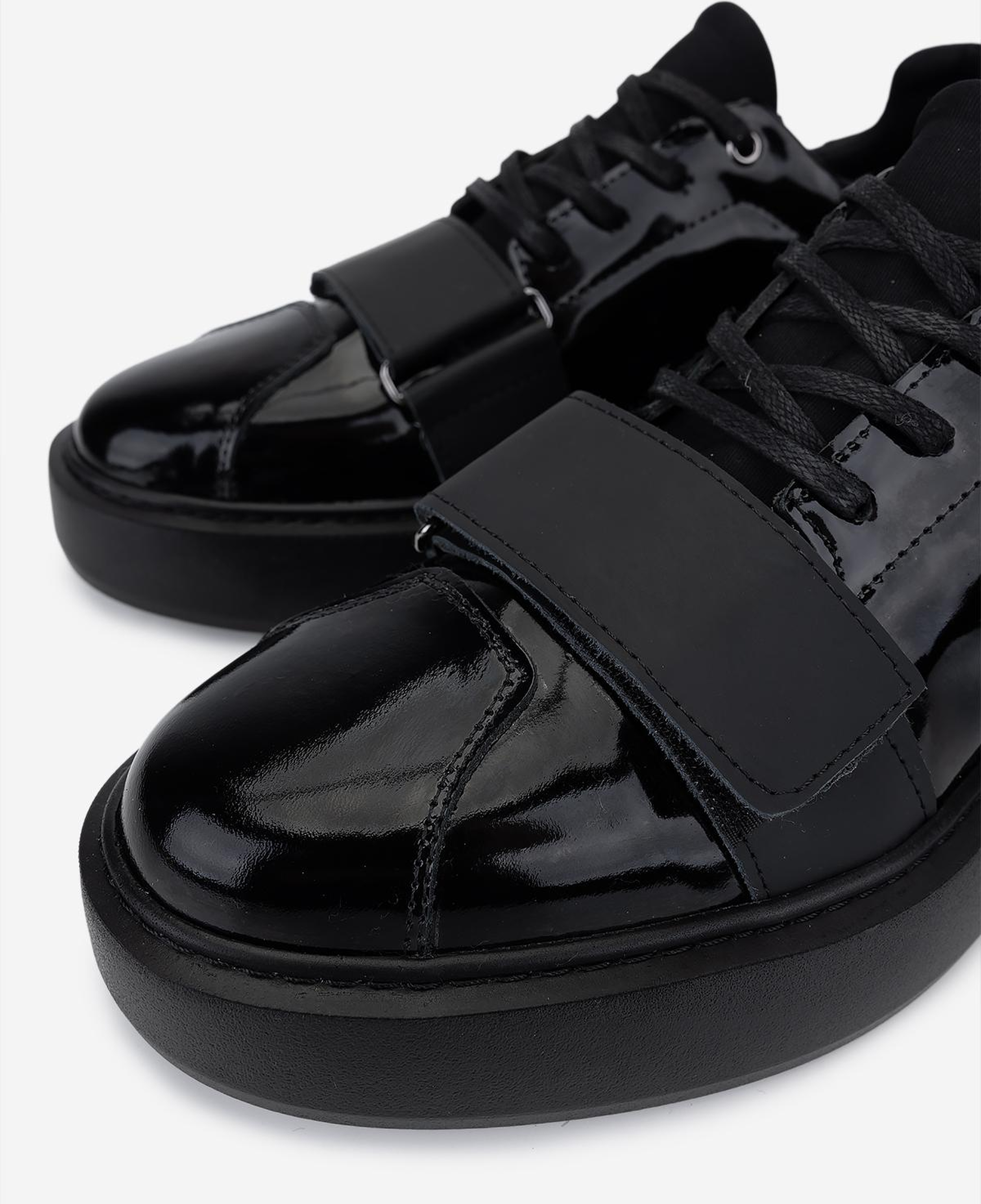 Valmenti Erkek Hakiki Deri Siyah Rugan Sneakers & Spor Ayakkabı