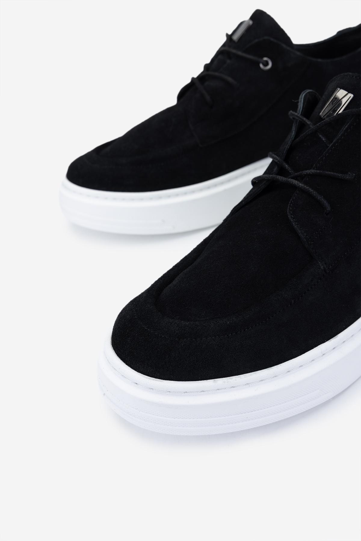 Valmenti Erkek Hakiki Deri Siyah Süet Sneakers & Spor Ayakkabı