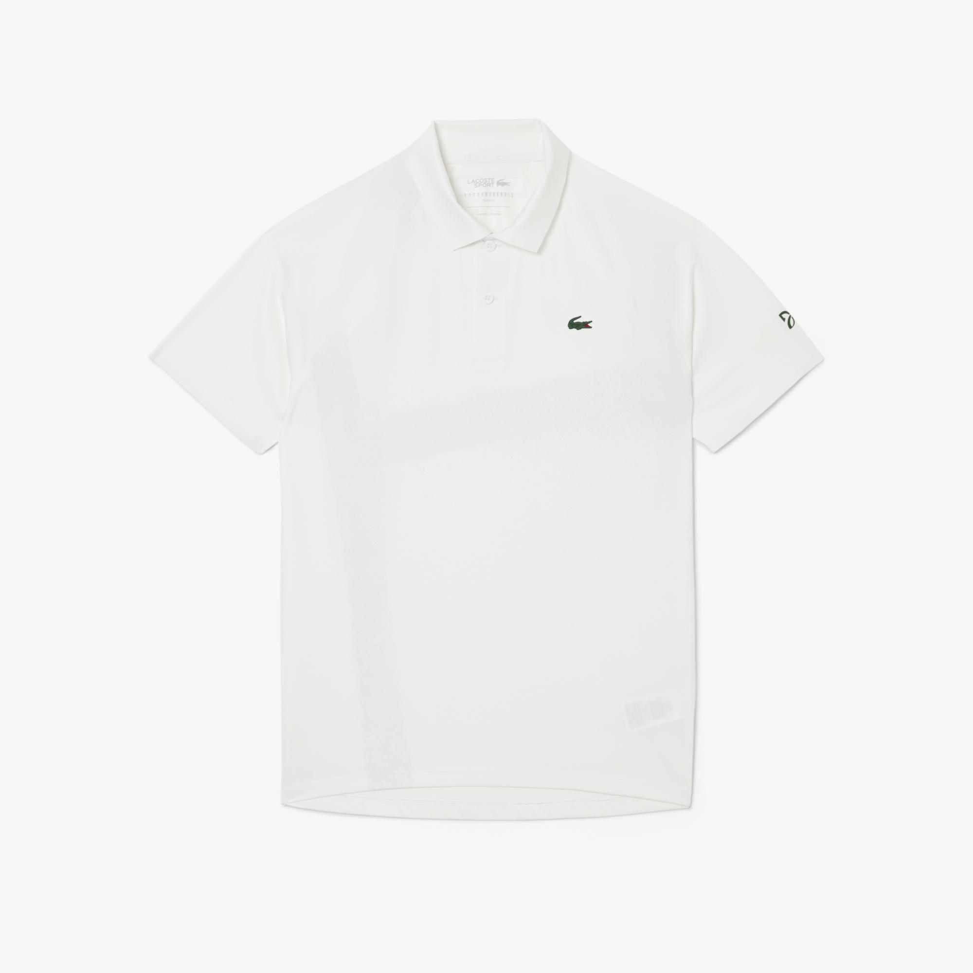 Lacoste Sport X Novak Djokovic Erkek Slim Fit Baskılı Beyaz Polo