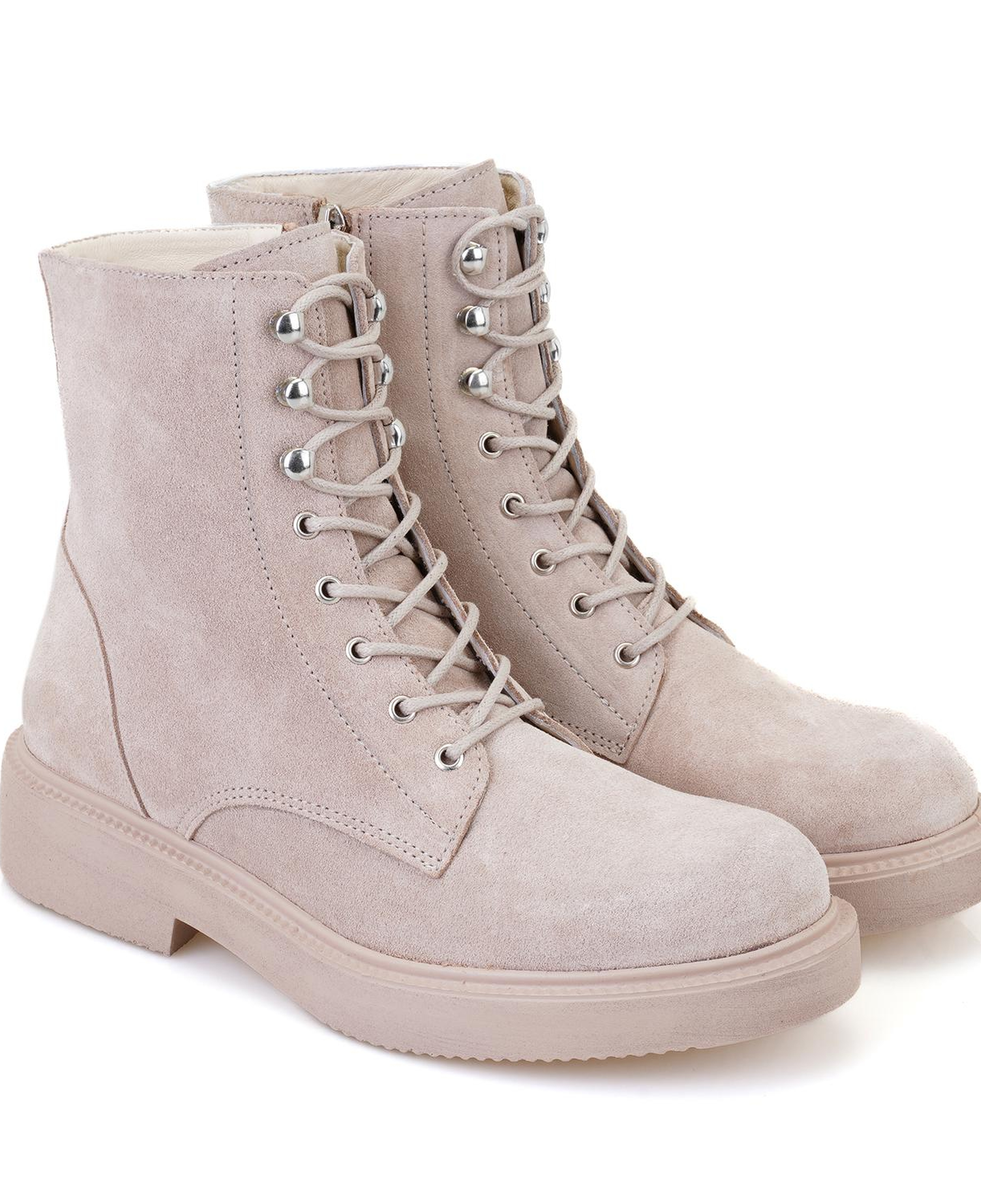 Kadın Bej Fermuarlı Deri Postal Bot