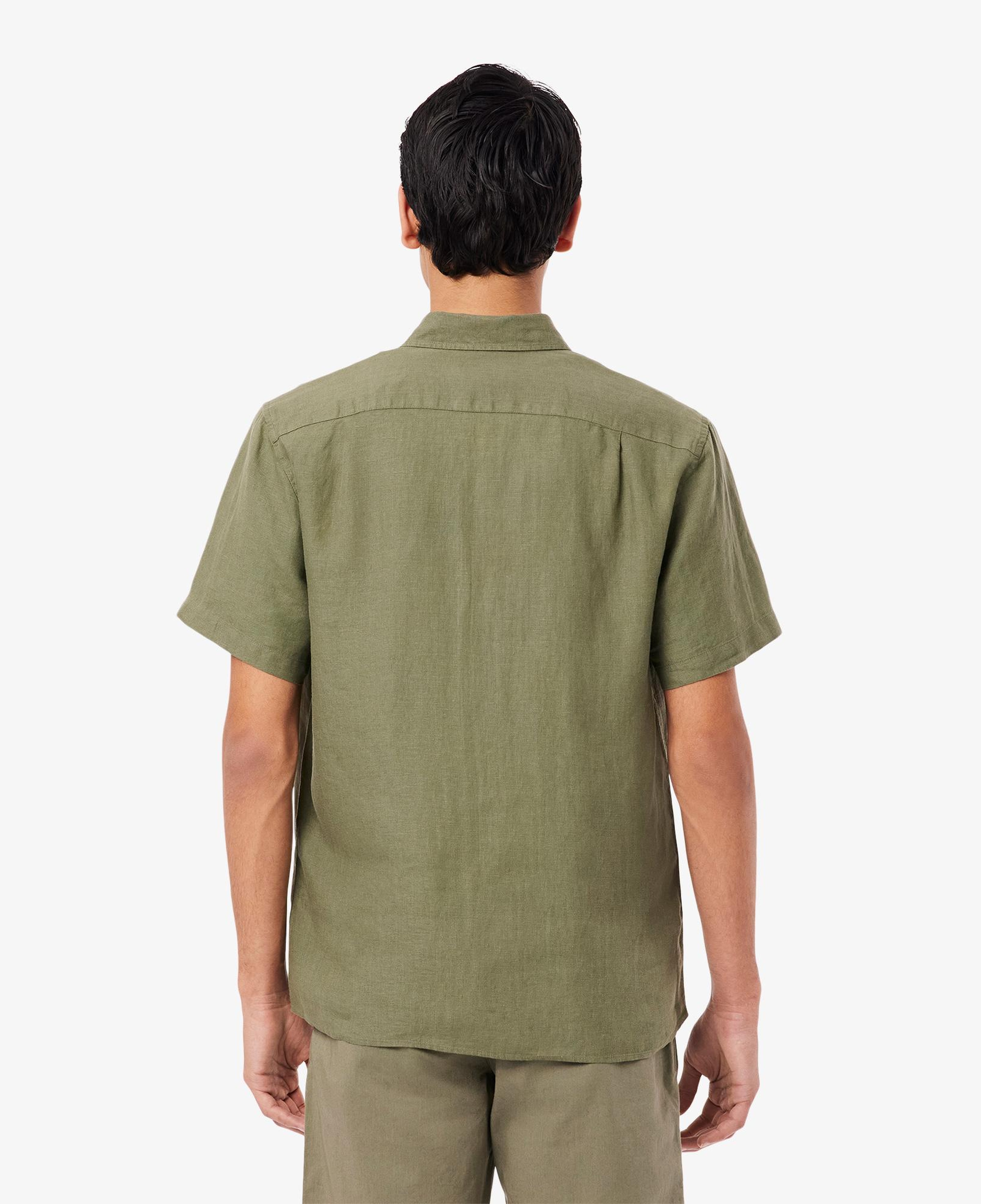 Lacoste Erkek Regular Fit Kısa Kollu Düğmeli Yaka Keten Haki Gömlek