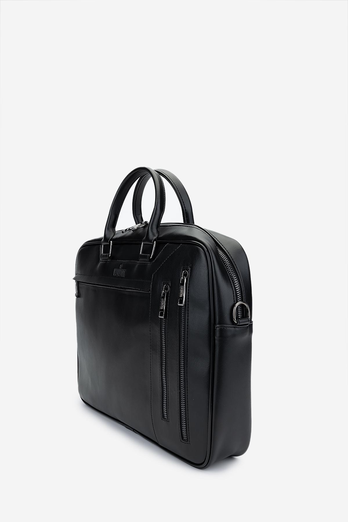 Valmenti Erkek Suni Deri Siyah Evrak Çantası