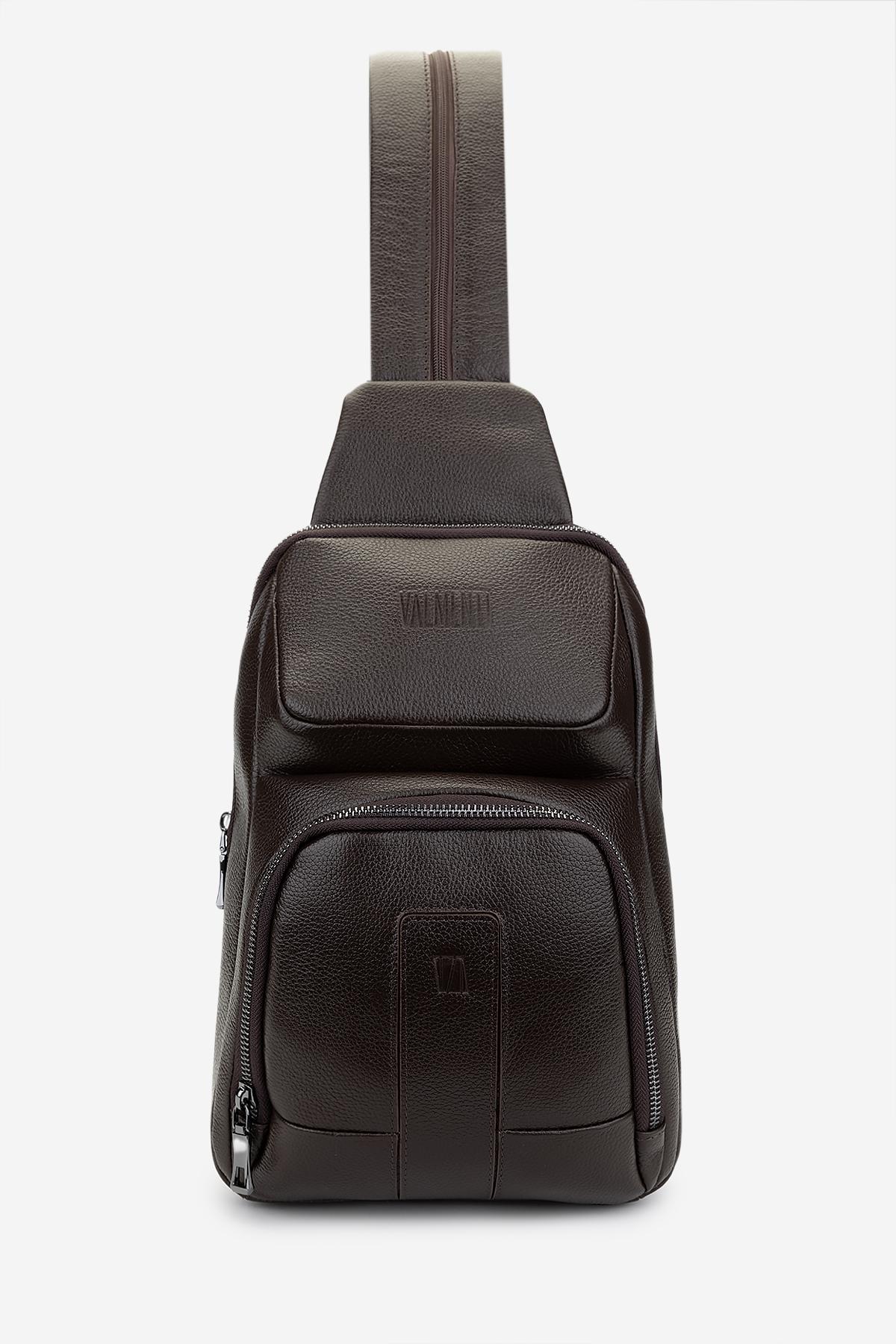Valmenti Erkek Hakiki Deri Kahverengi Body Bag Çanta