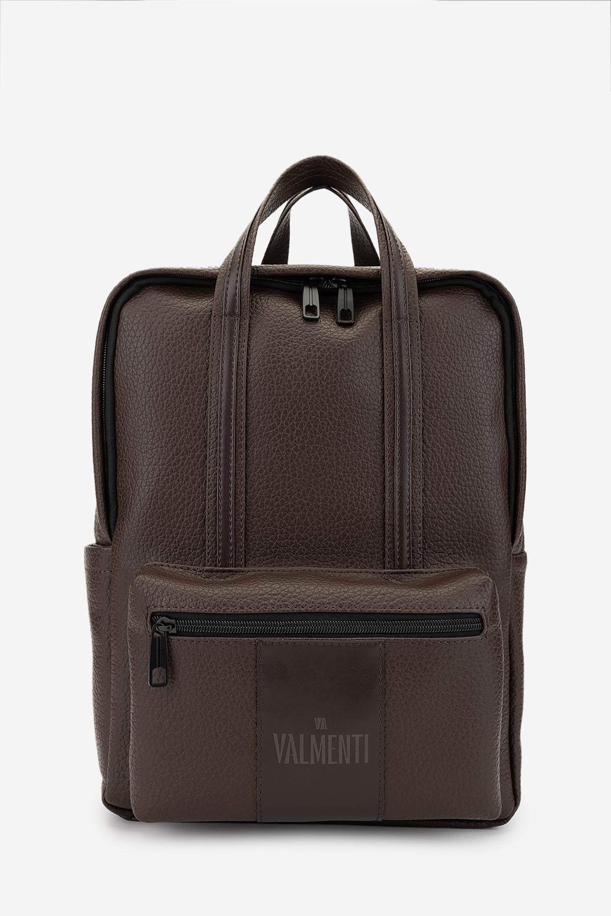 Valmenti Erkek Suni Deri Kahverengi Sırt Çantası